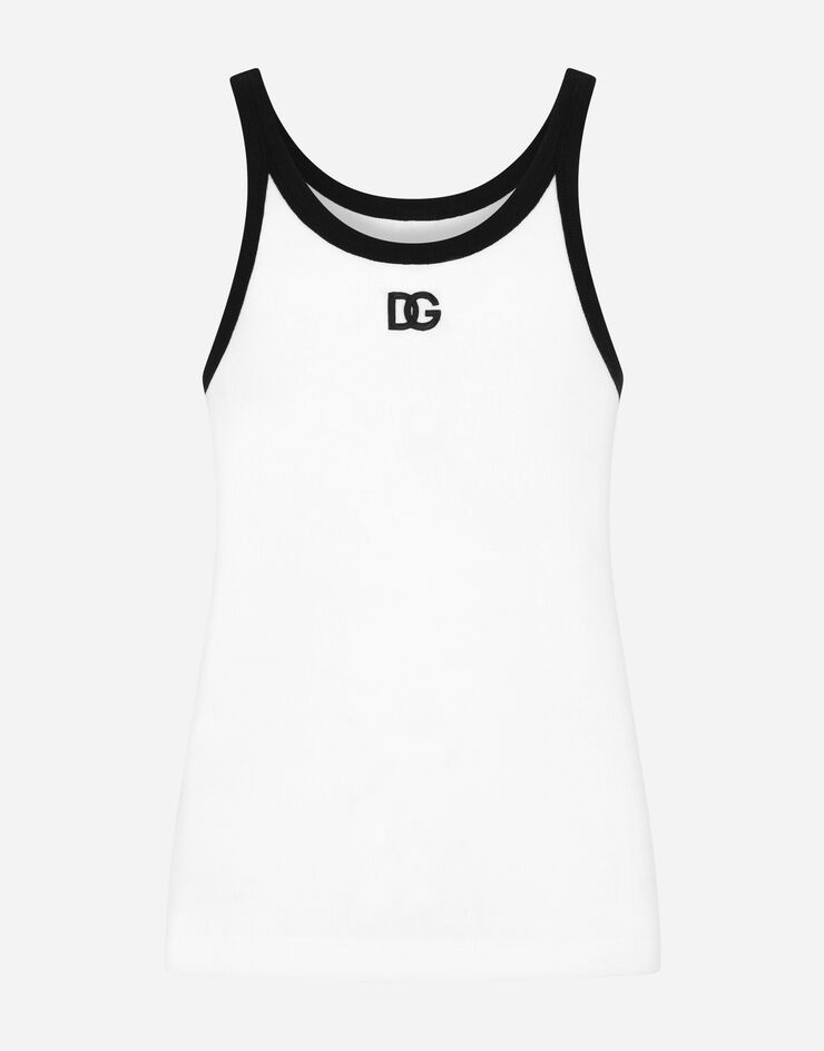 Fine-rib cotton singlet with DG patch - 1