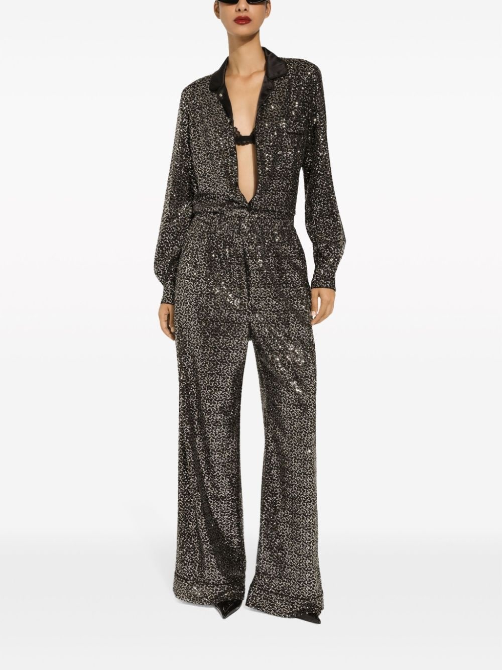 sequinned wide-leg trousers - 2