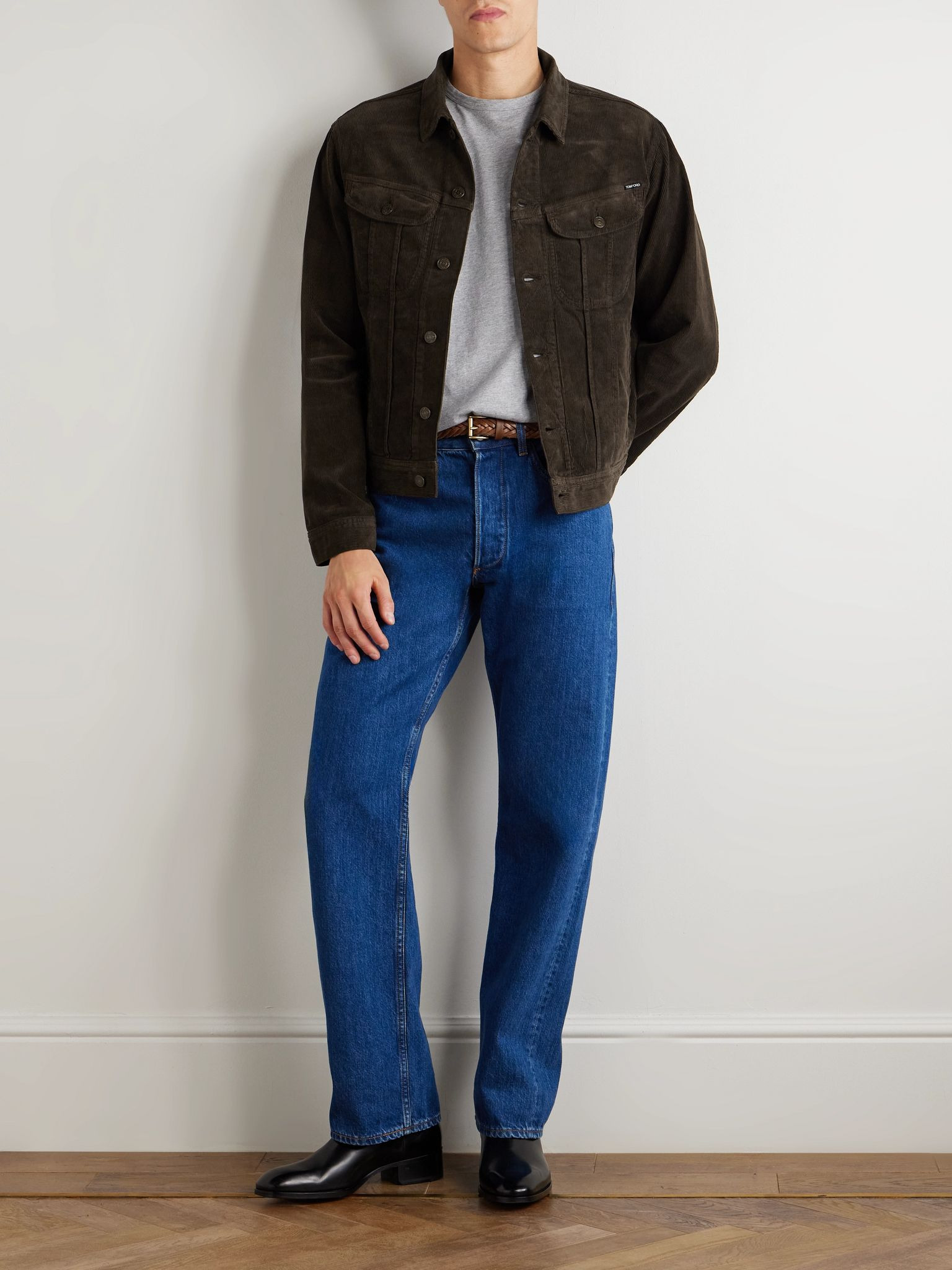 Slim-Fit Cotton-Blend Corduroy Jacket Brown - 2