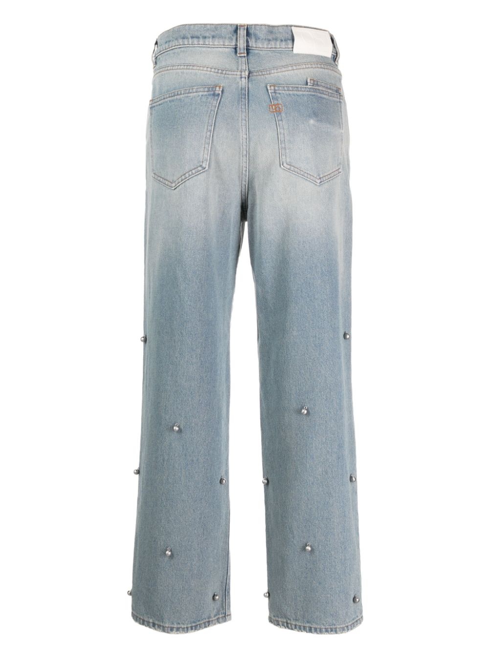 bell-emgellished indigo-wash jeans - 2