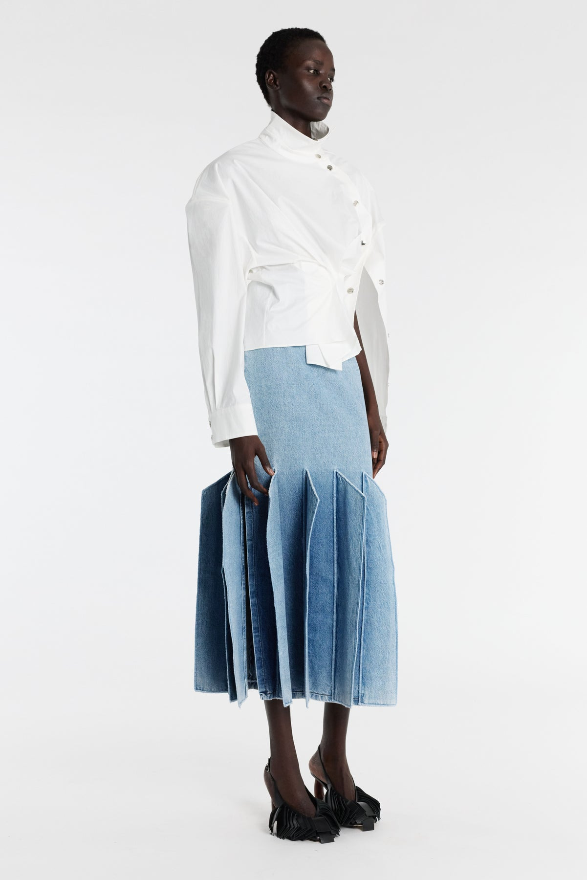 ASYMMETRIC COLLAR SHIRT WHITE - 10