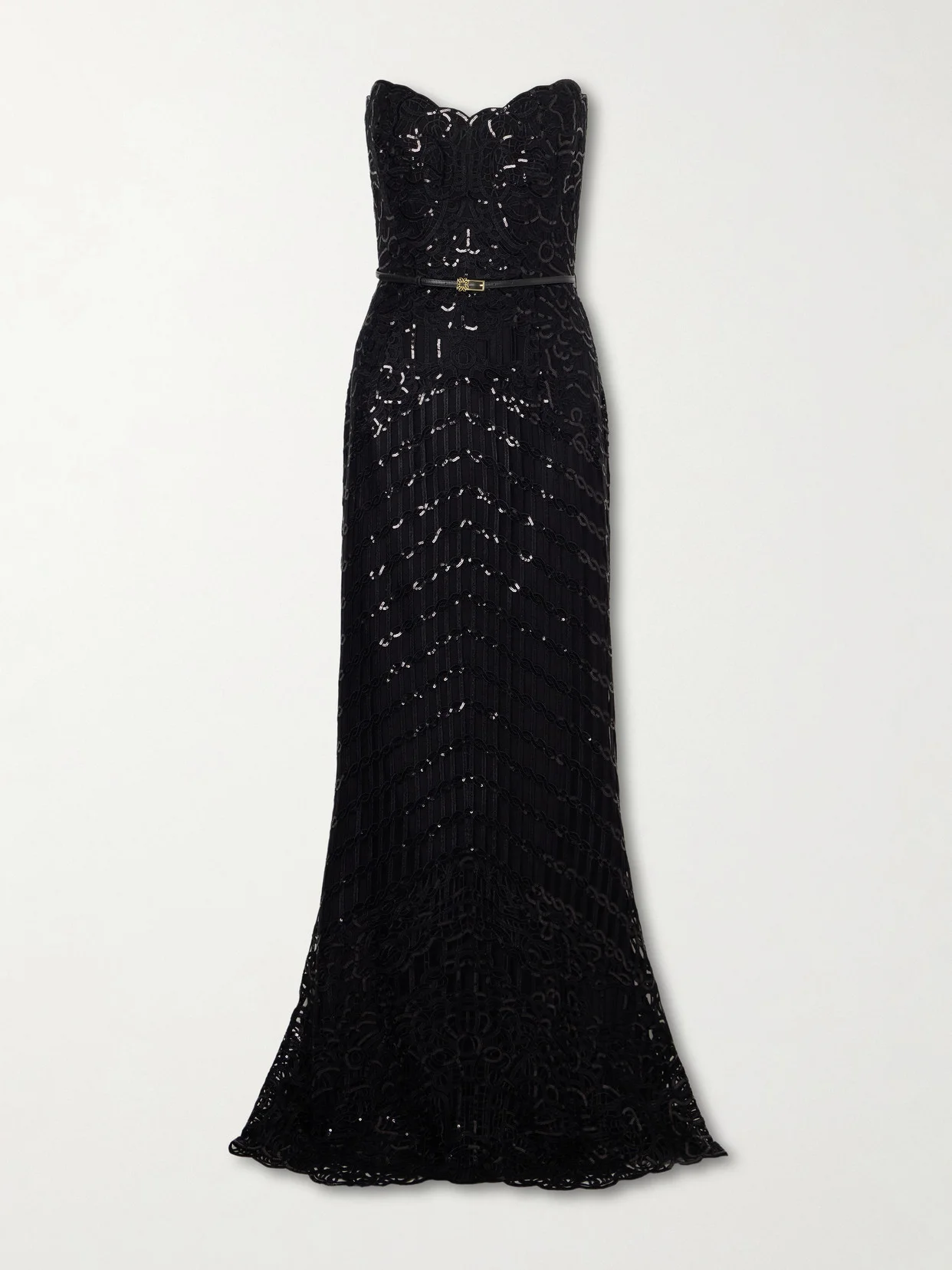 Strapless Sequined Silk And Ramie-blend Tulle Gown - 1