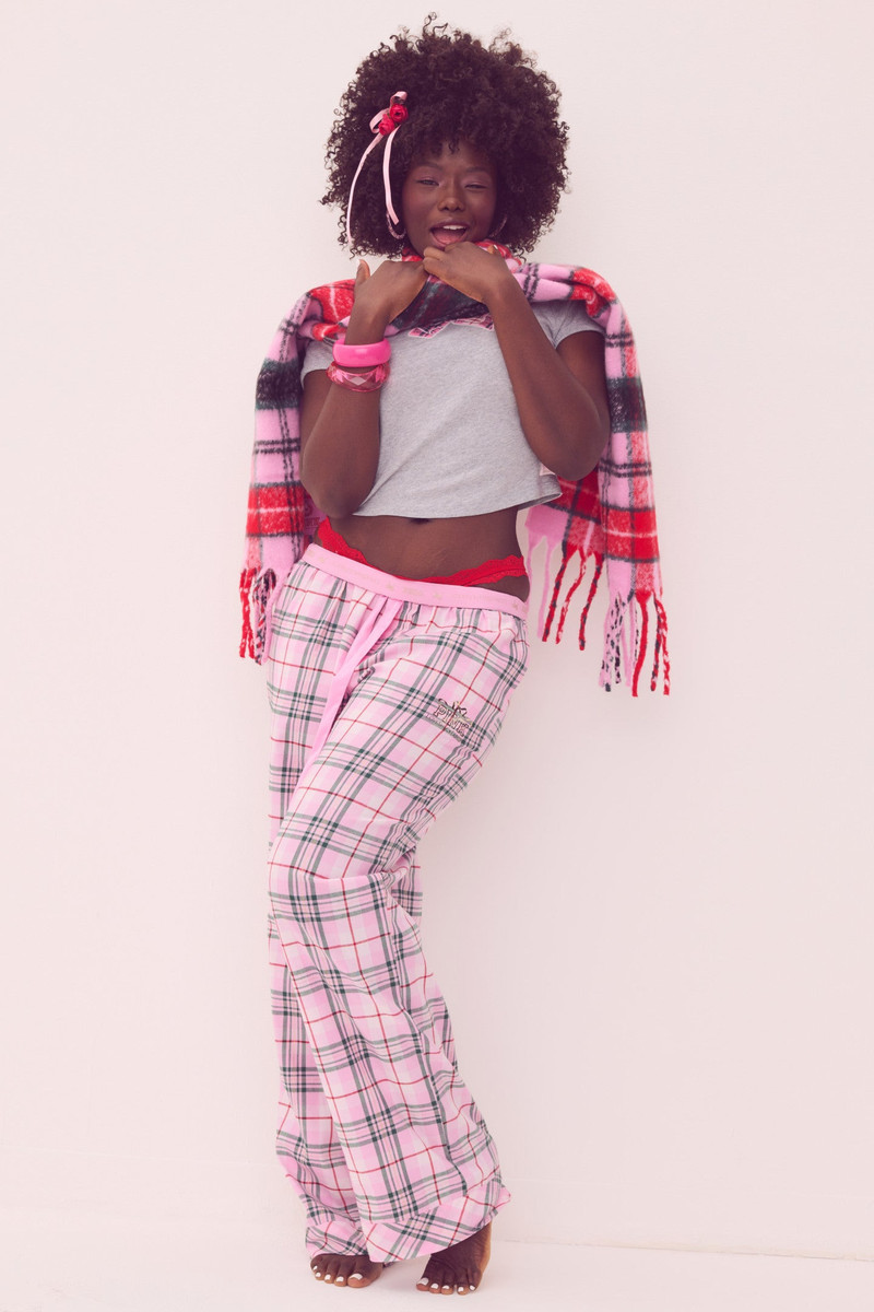 LoveShackFancy PINK x LoveShackFancy Pink Lurex Stripe Flannel PJ Pant outlook