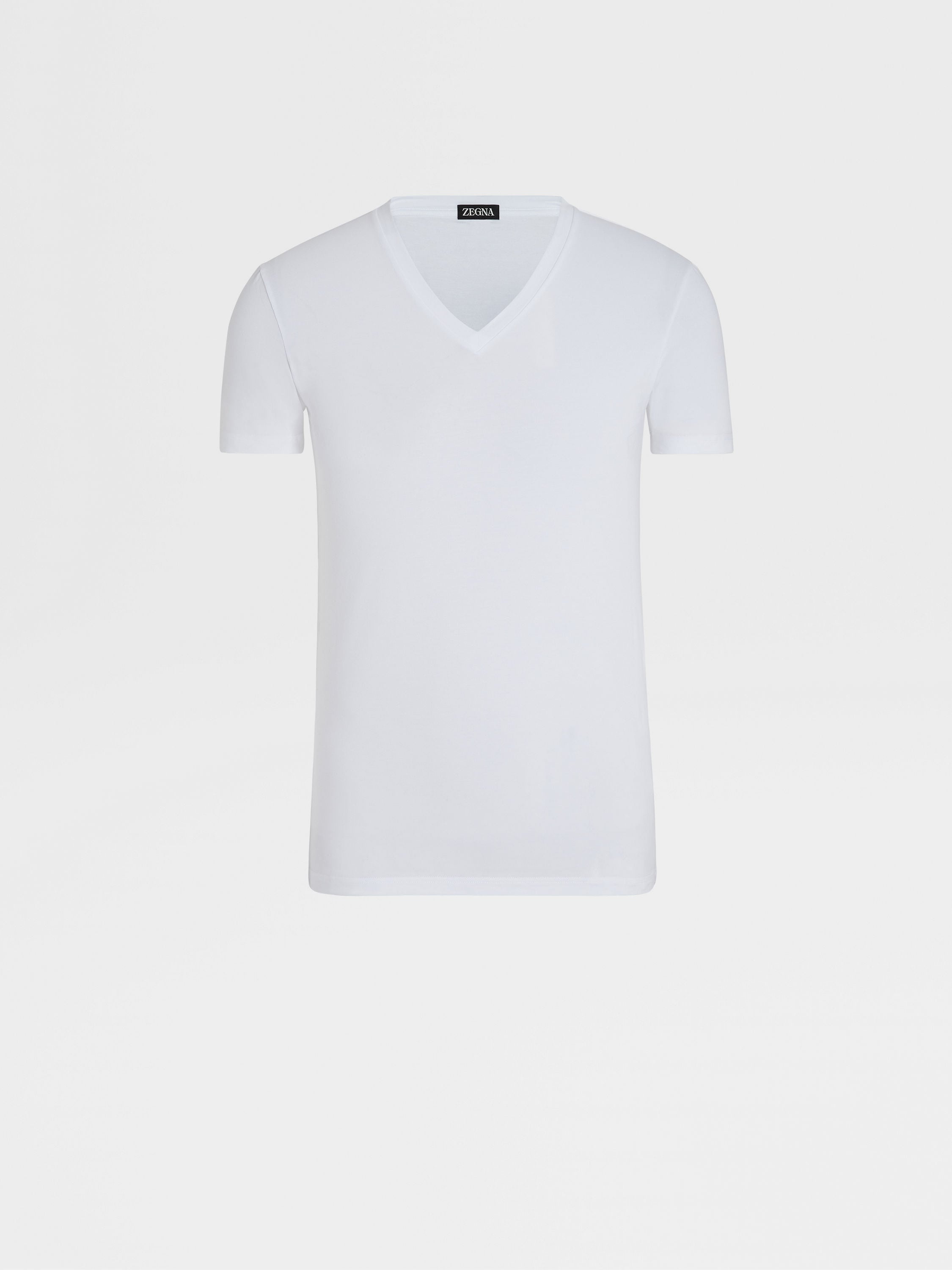 WHITE STRETCH COTTON T-SHIRT - 3