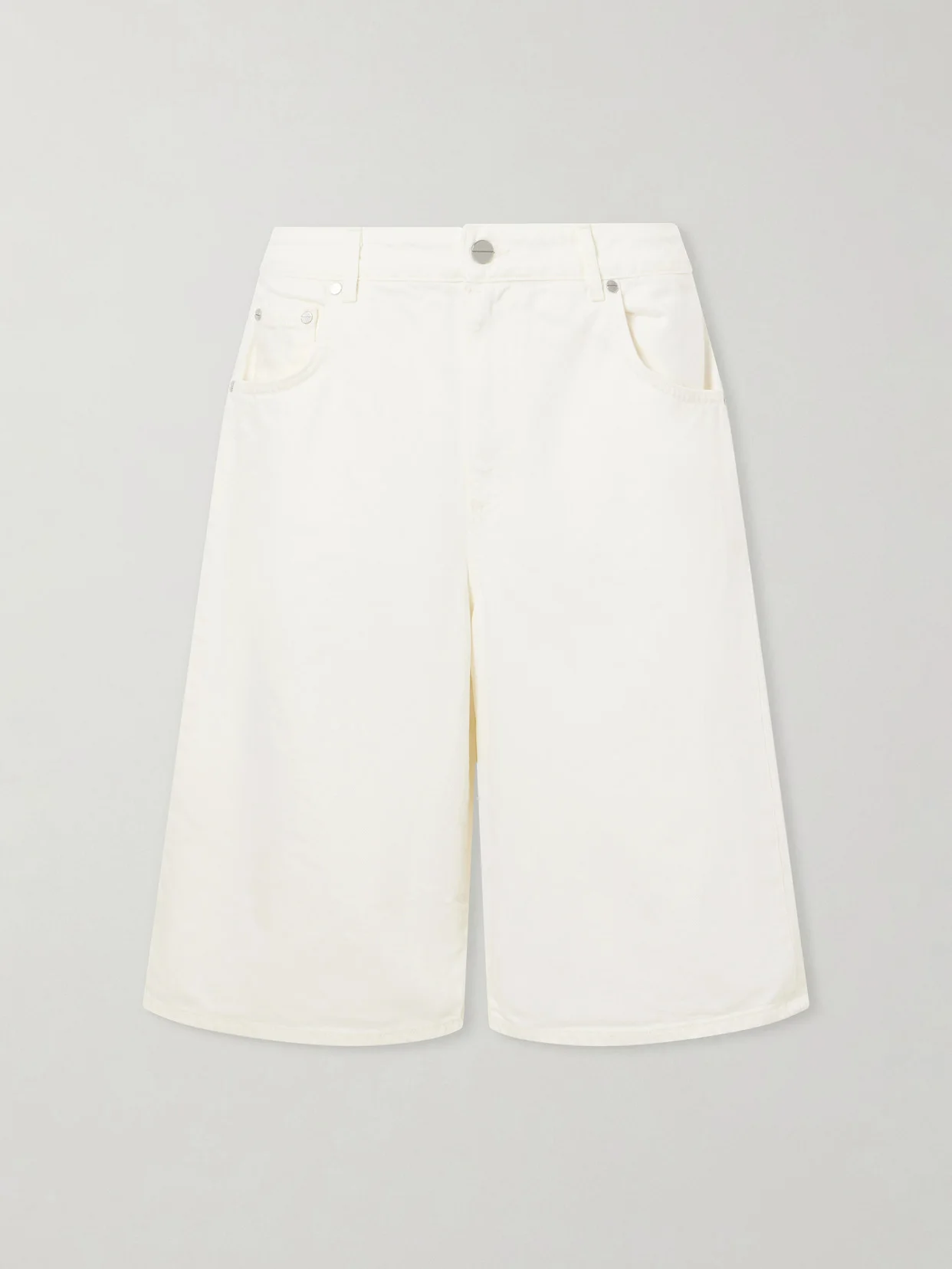 Mid-rise Wide-leg Denim Shorts - 1