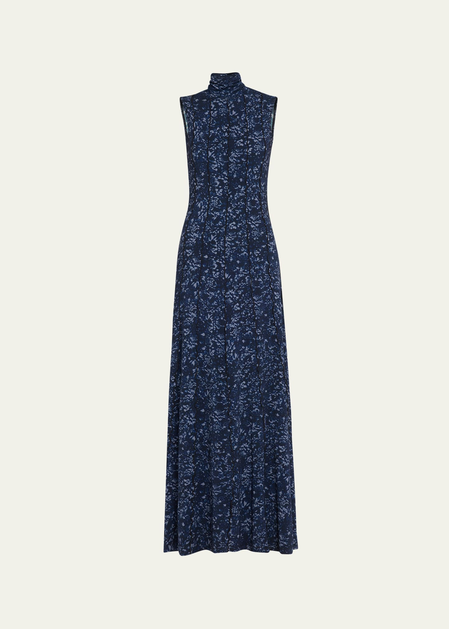 Valentina Printed Jersey Turtleneck Maxi Dress - 1