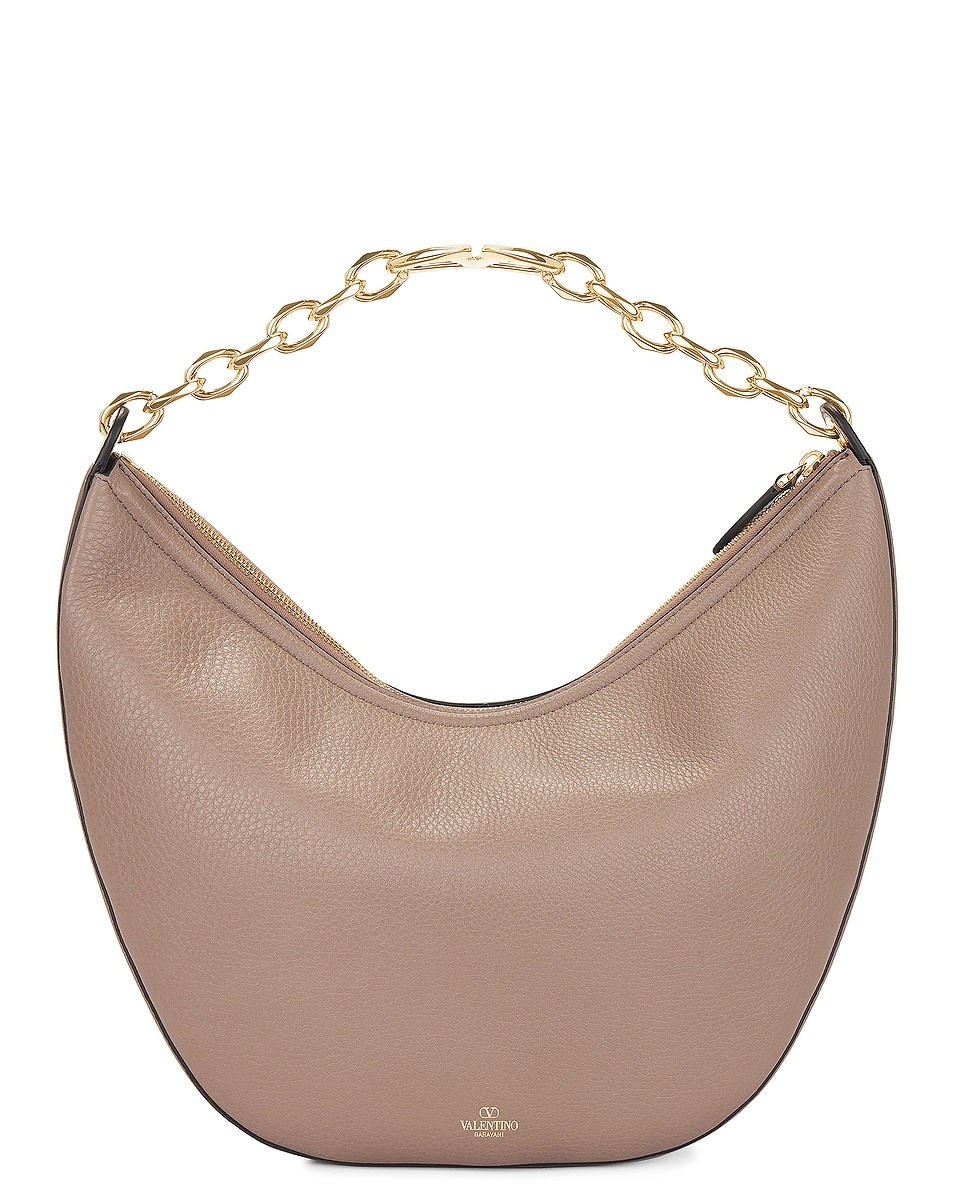 Medium V Logo Moon Hobo Bag - 4