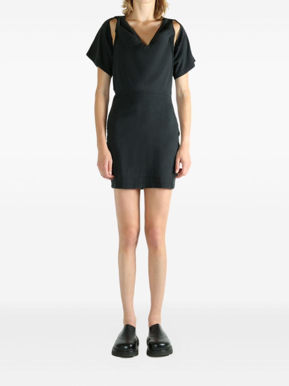 cut-out draped mini dress - 2