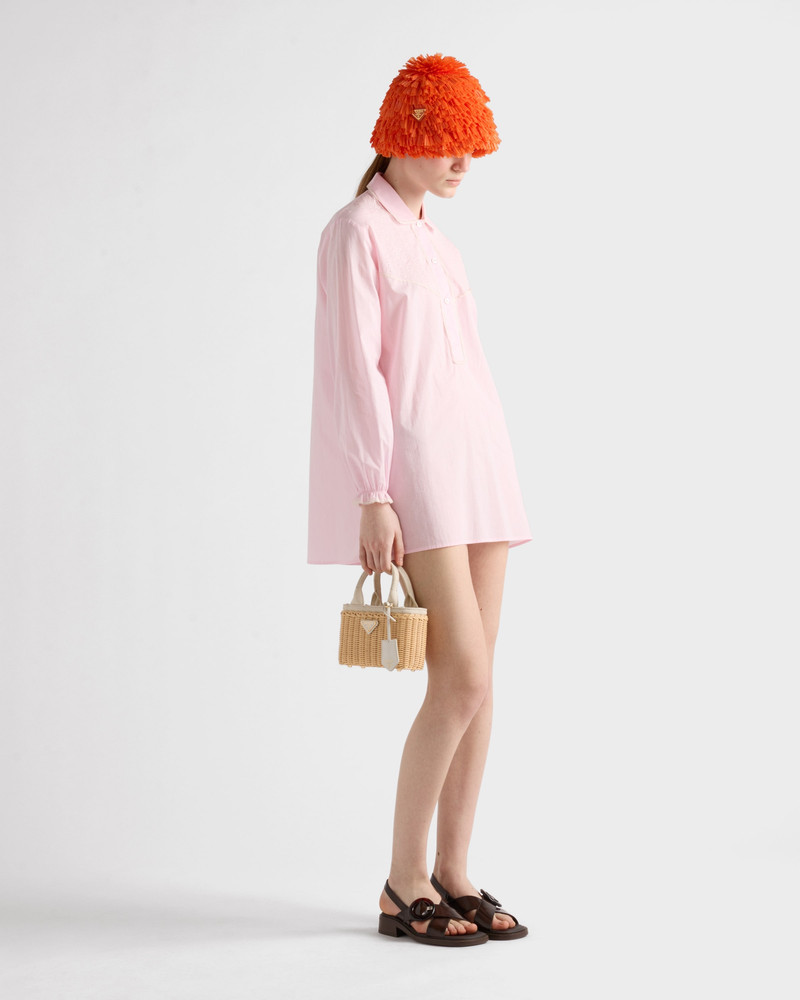 Prada Mini wicker and linen blend tote bag outlook