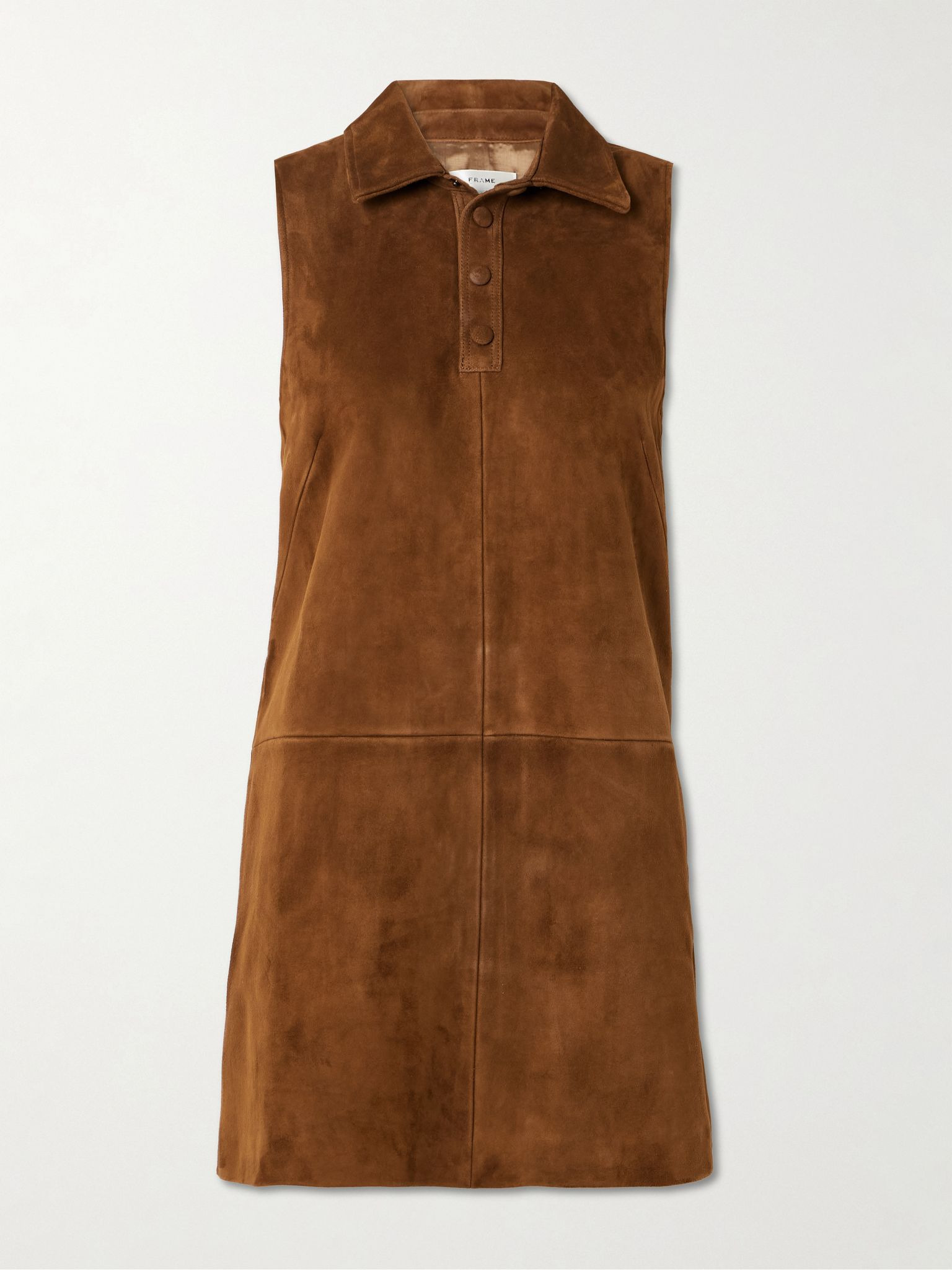 Paneled suede mini shirt dress Tan - 1