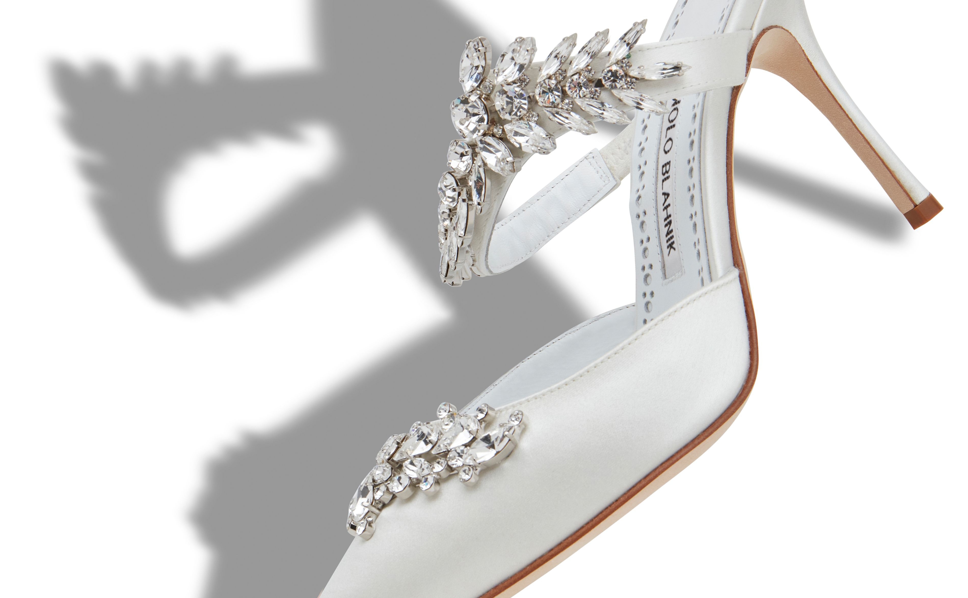 Ivory Satin Crystal Embellished Mules - 4