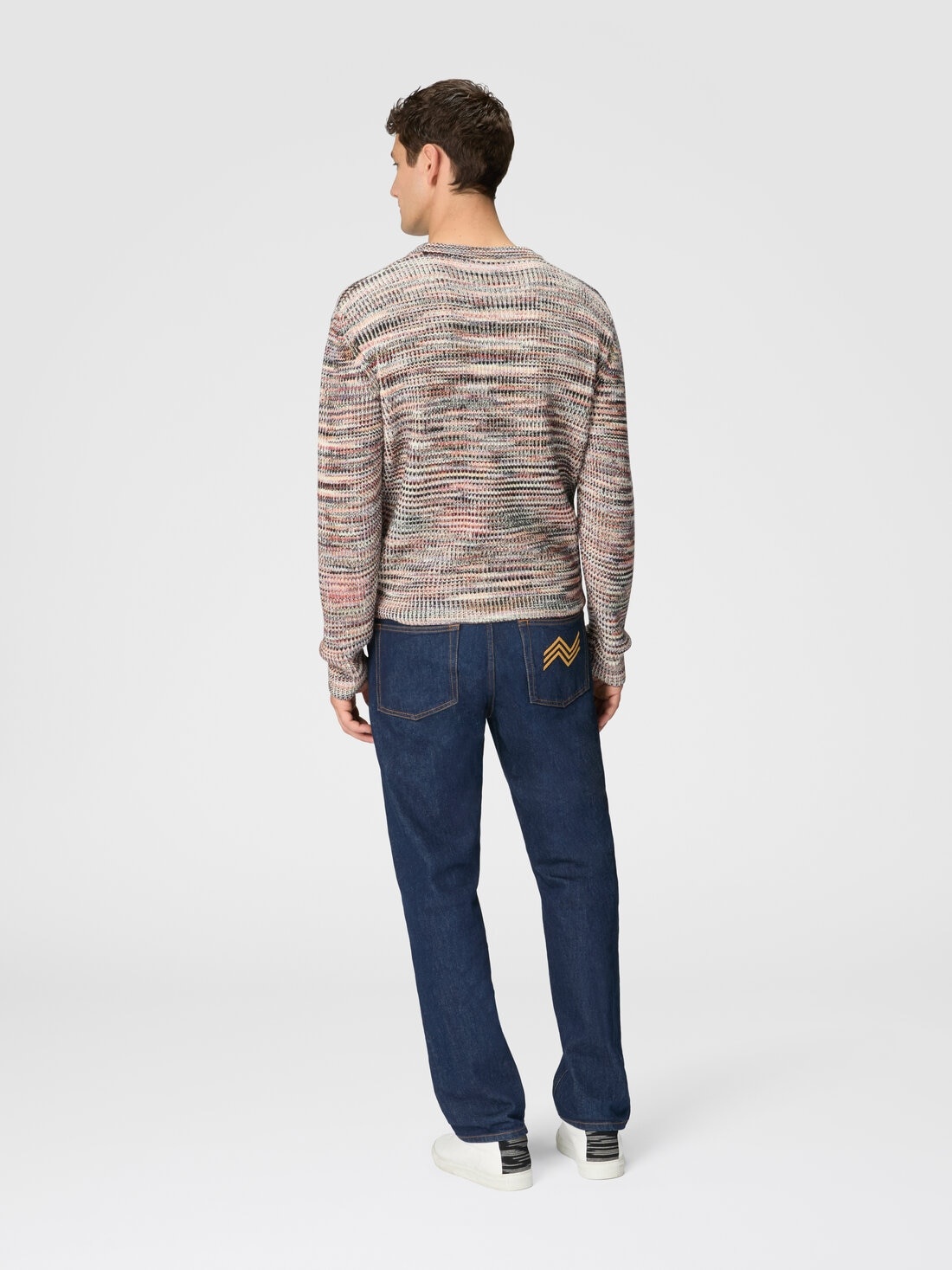 Crew-neck pullover in cashmere and wool with slub motif - 3