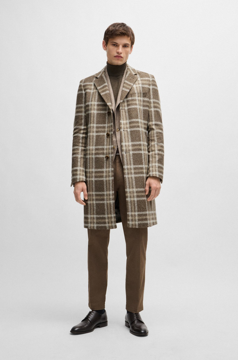 BOSS SLIM-FIT COAT WITH ALL-OVER CHECK outlook