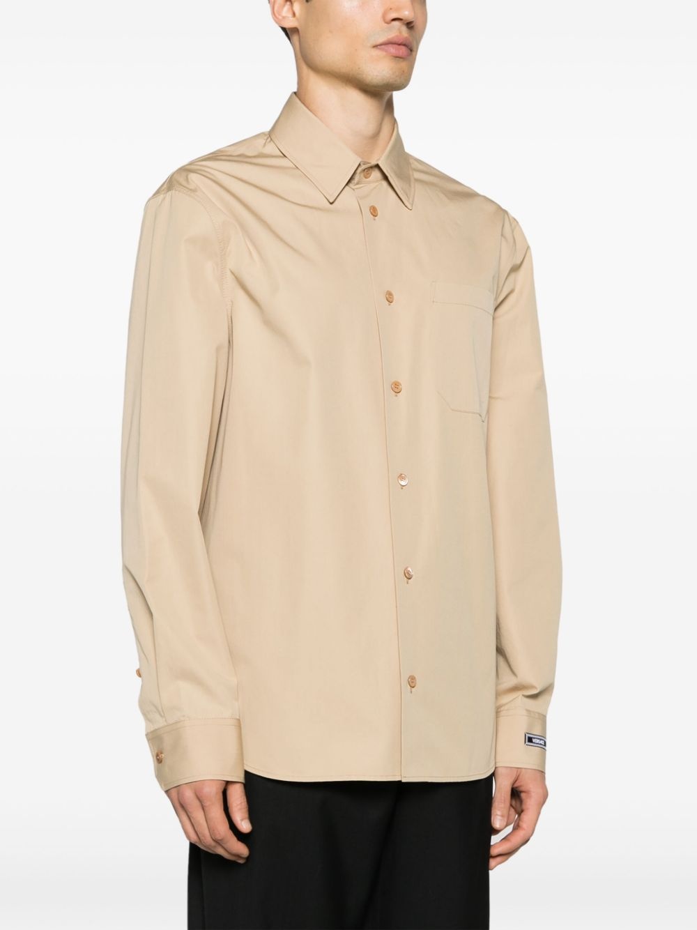 poplin-texture cotton shirt - 3