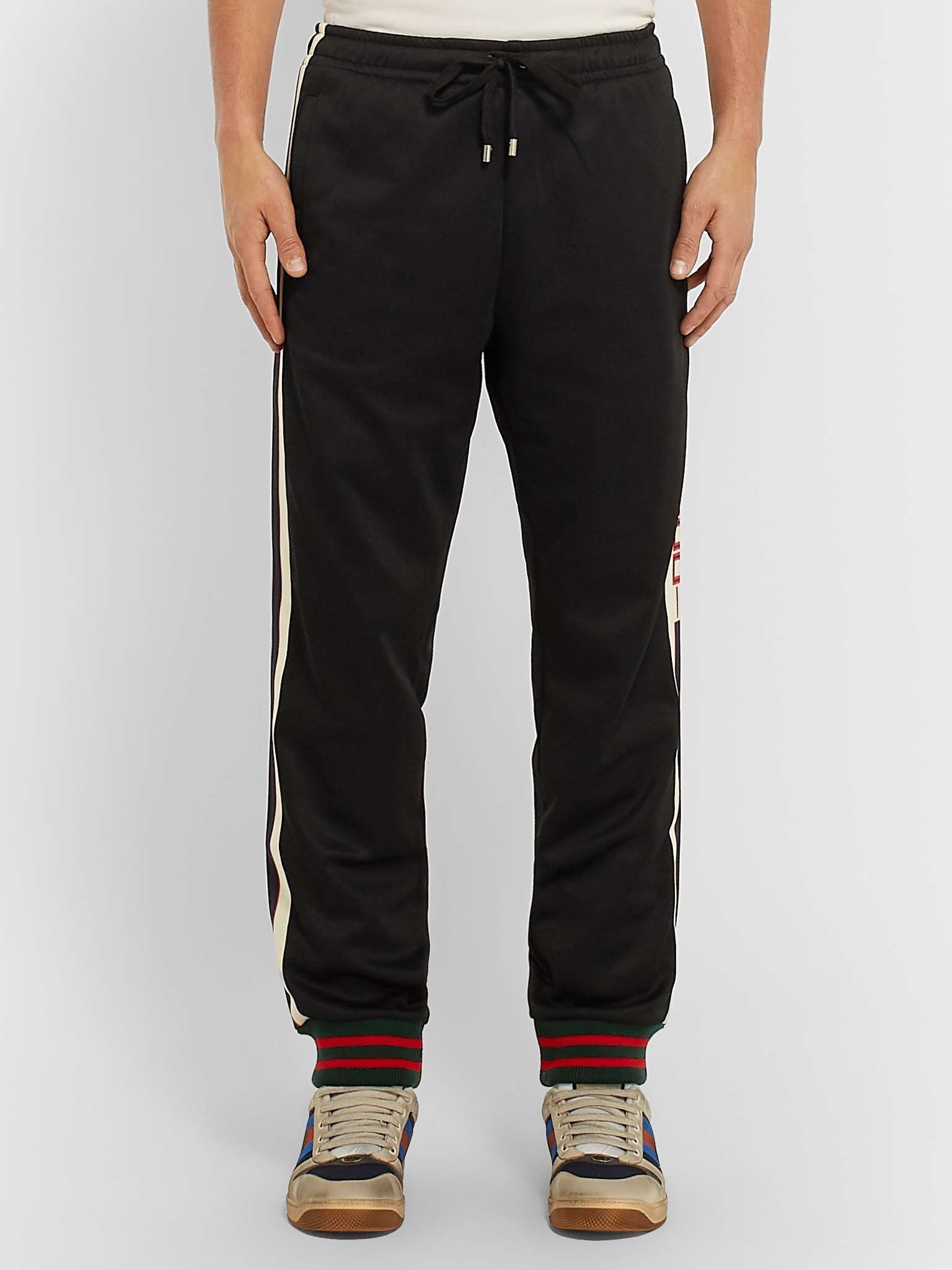 Tapered Webbing-Trimmed Tech-Jersey Track Pants - 4