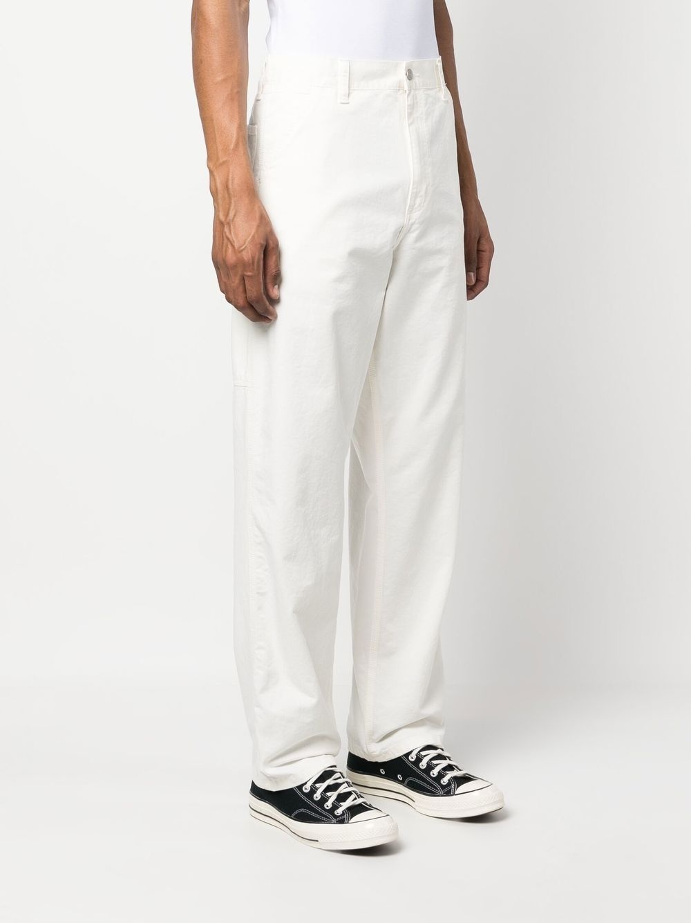 logo-patch straight-leg trousers - 3