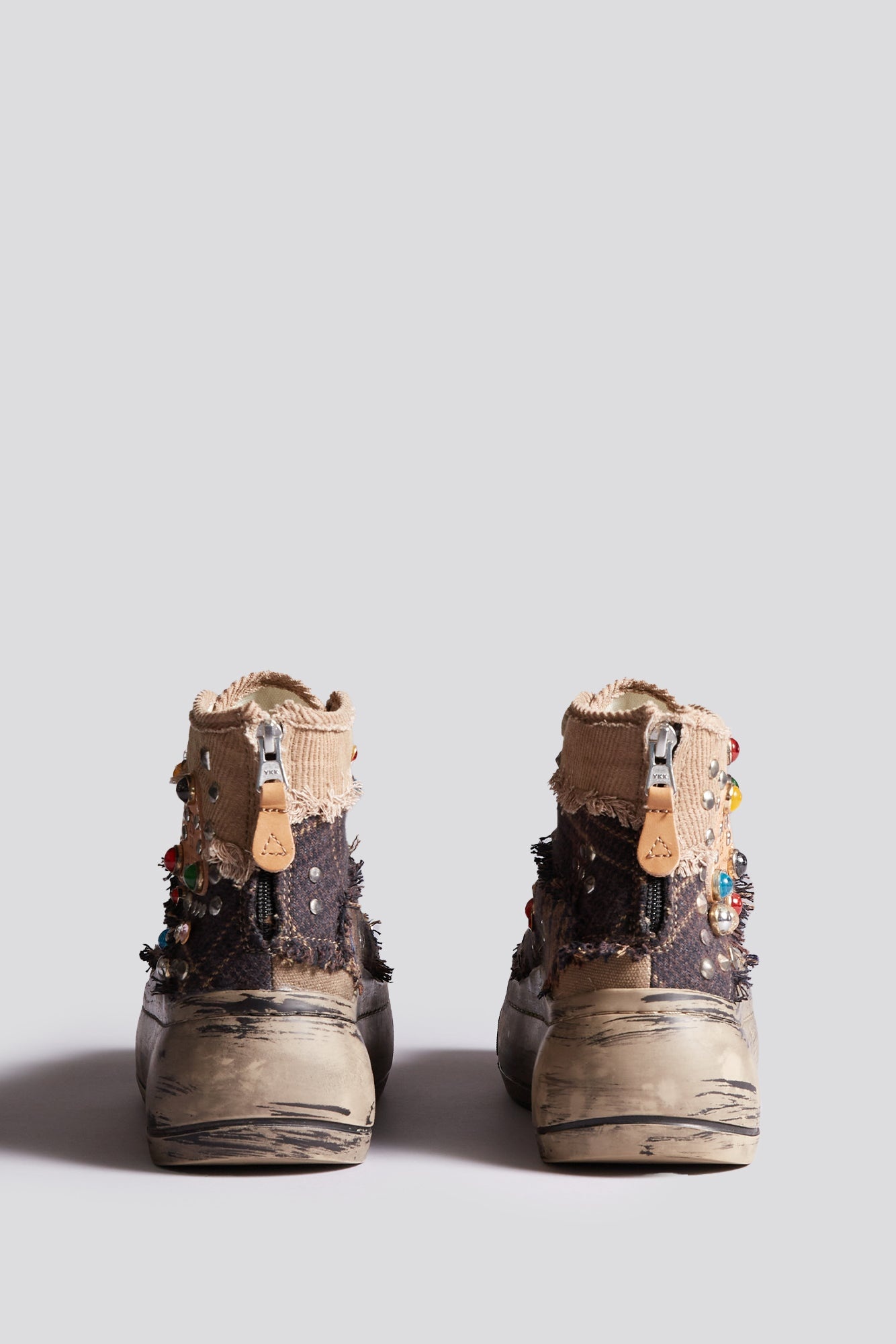 KURT HIGH TOP SNEAKER - PLAID PATCHWORK WITH STUDS ALLOVER -R13 - 3