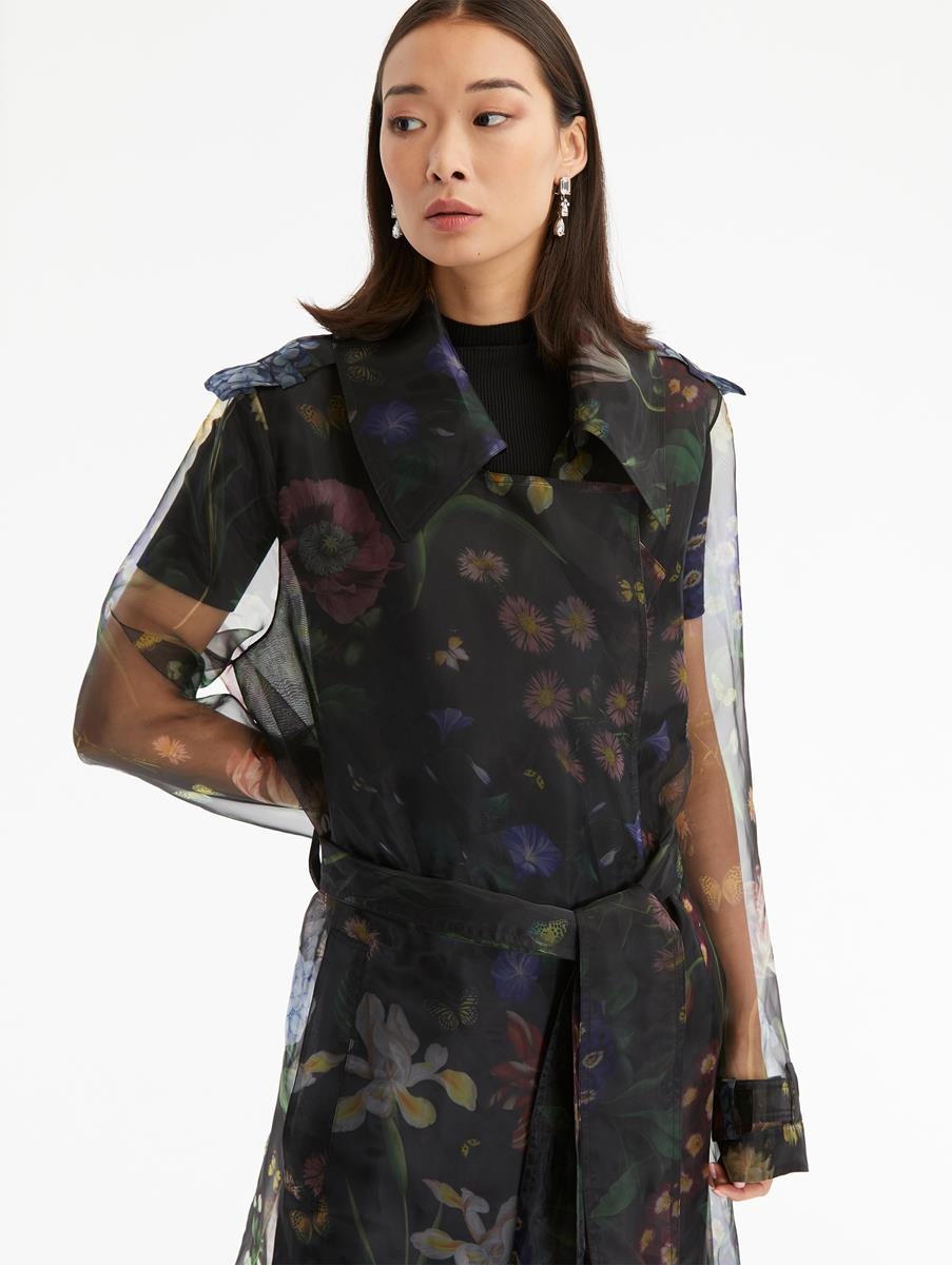 MULTI FLORAL GOSSAMER TRENCH COAT - 3
