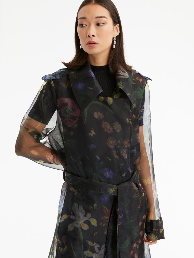 MULTI FLORAL GOSSAMER TRENCH COAT 3