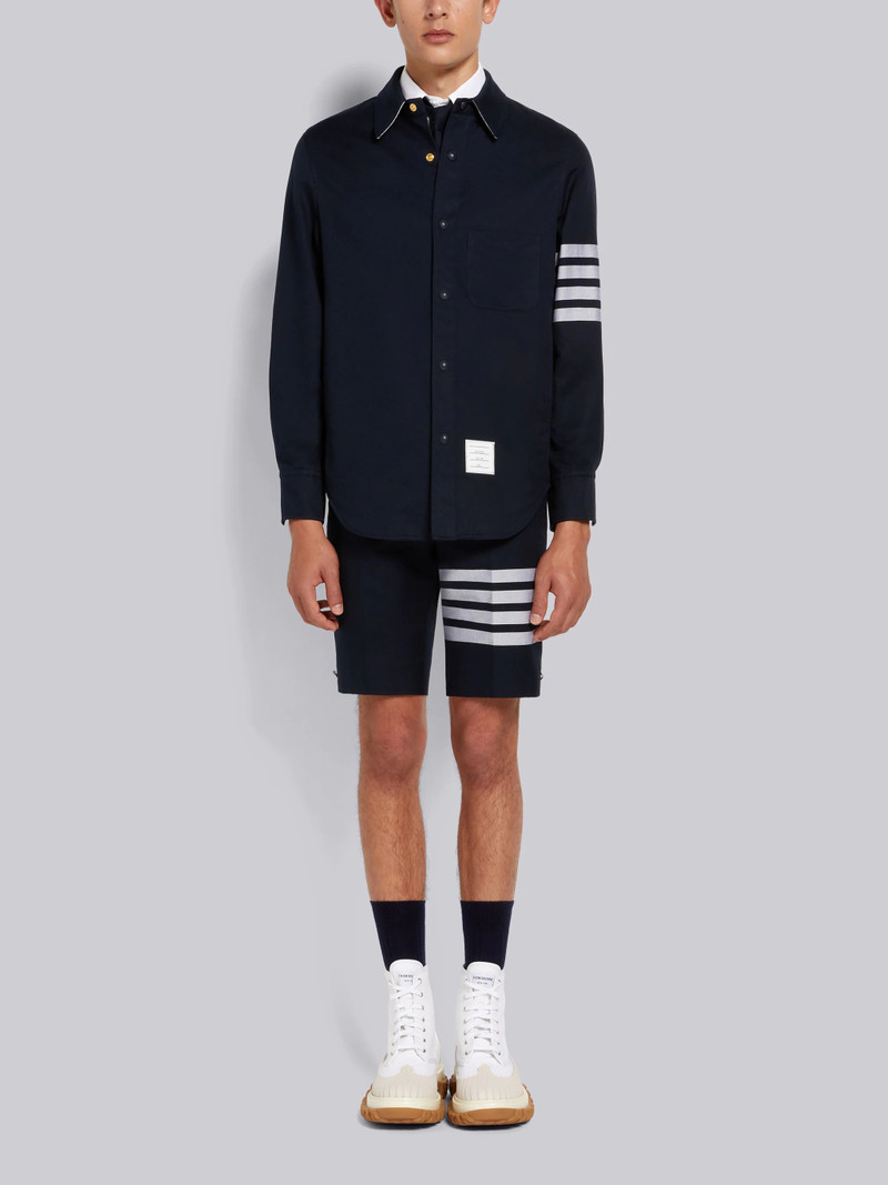 Navy Cotton Suiting Engineered 4-Bar Classic Backstrap Short 4