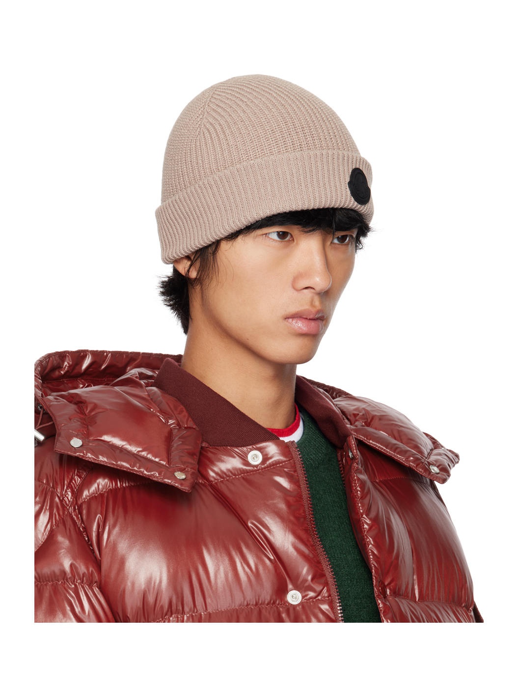 Taupe Logo Patch Beanie - 2