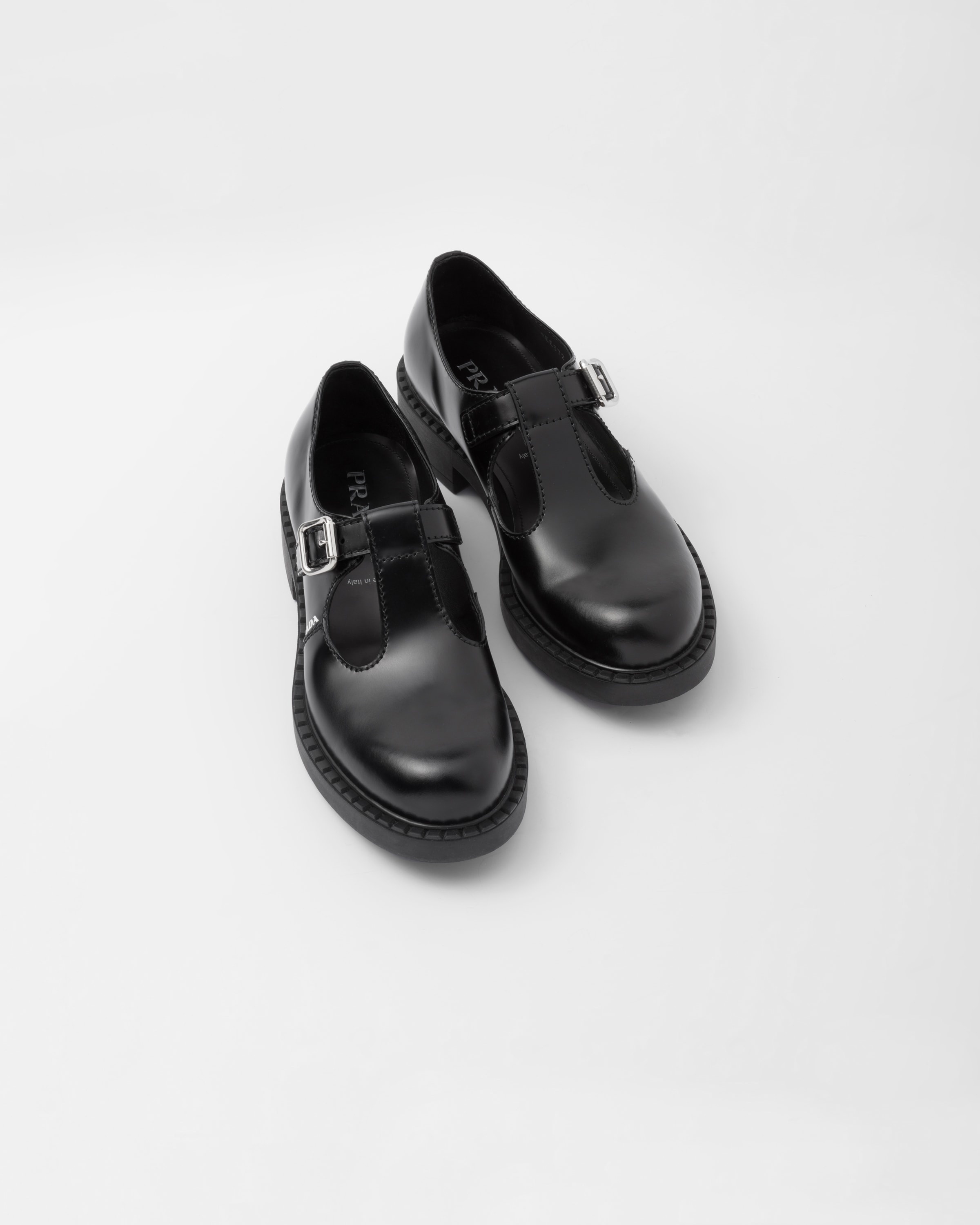 Brushed-leather Mary Jane T-strap shoes - 4