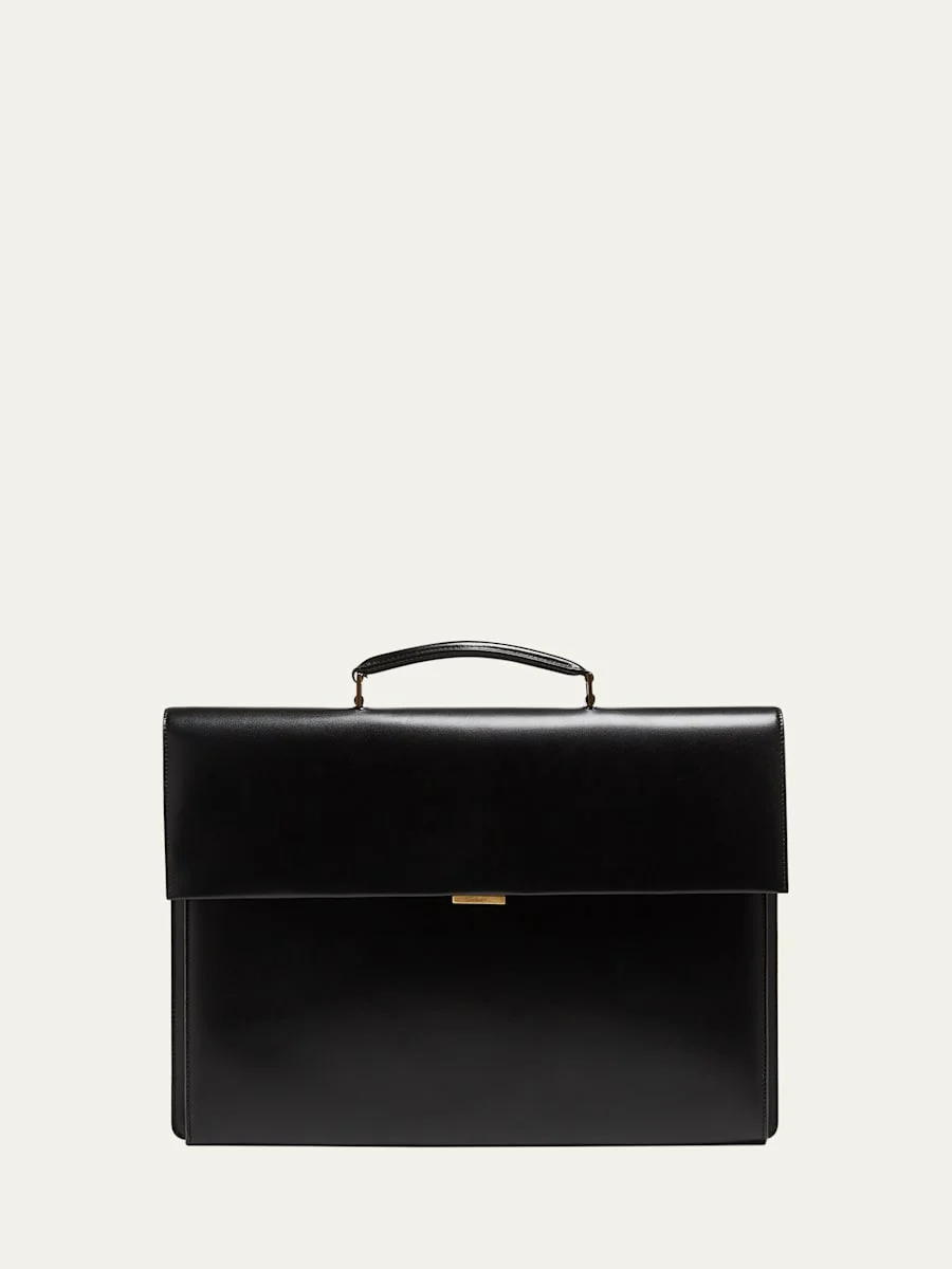 Men's Smooth Leather Briefcase - 1