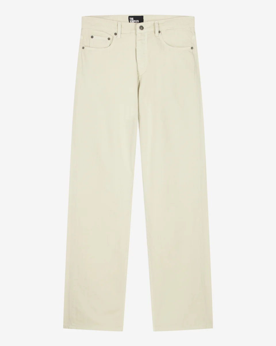 STRAIGHT JEANS WITH OFF-WHITE HERRINGBONE PATTERN - 1