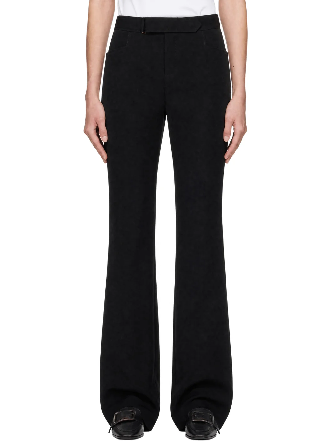 Black Grain De Poudre Tailored Trousers - 1