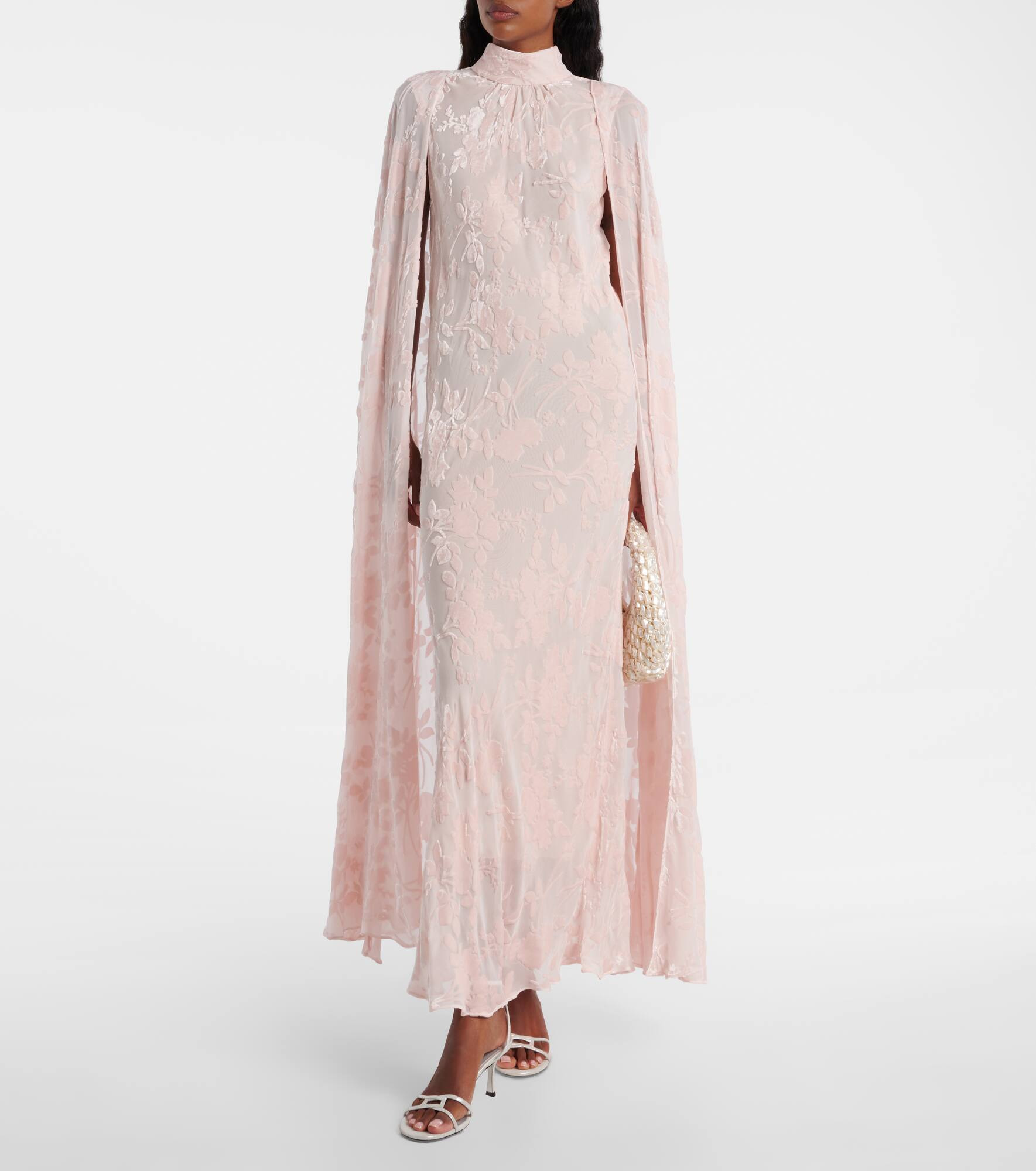 Caped velvet devoré gown - 2
