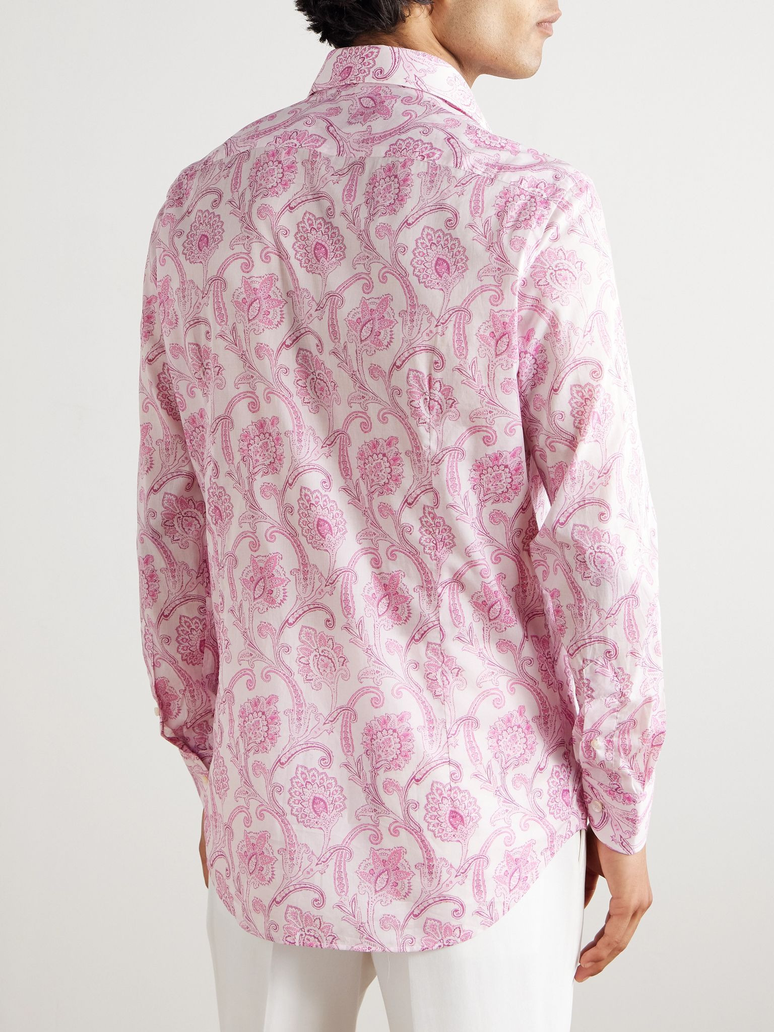 Roma Slim-Fit Cutaway-Collar Paisley-Print Cotton-Gauze Shirt Pink - 4