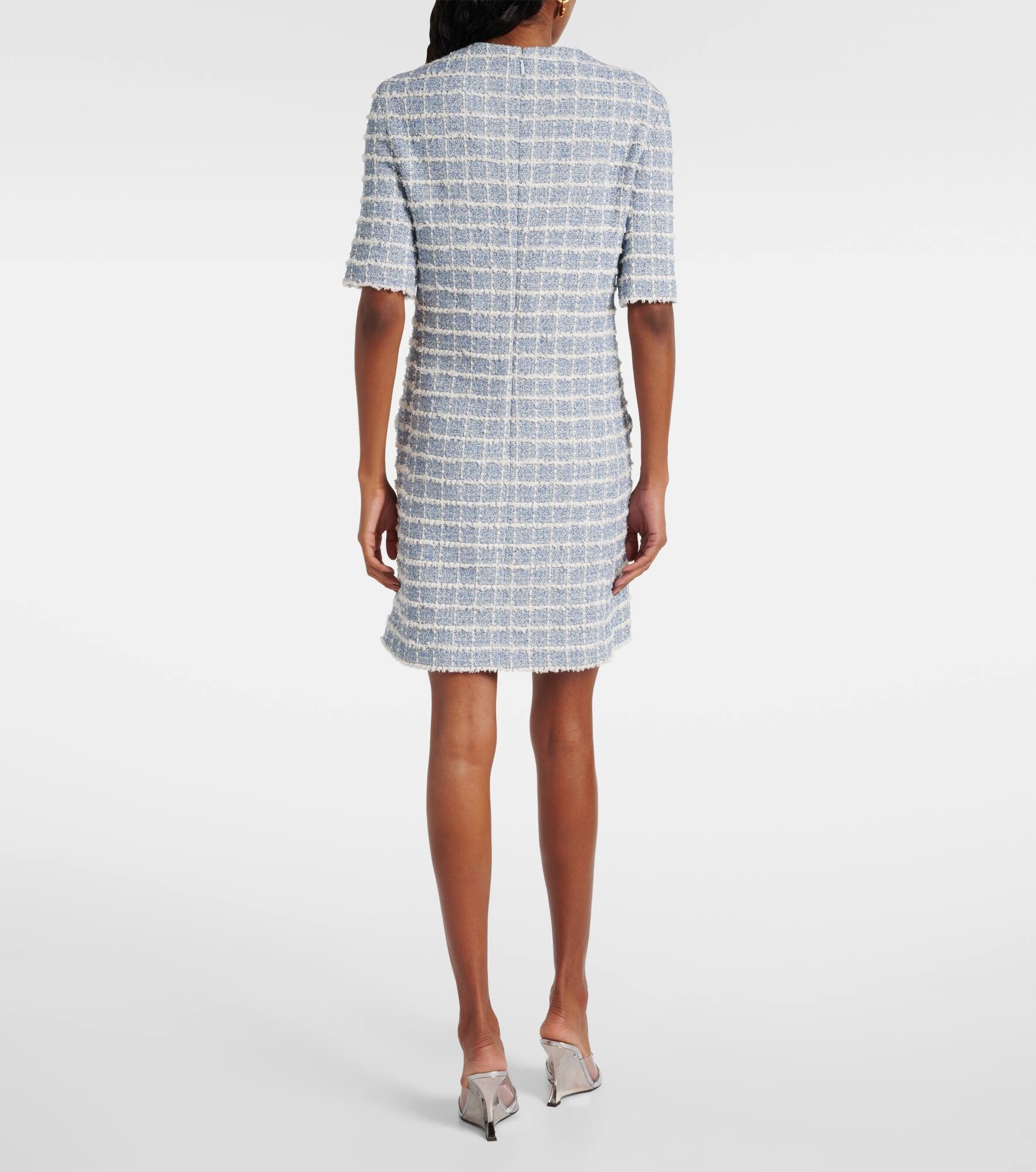 Checked cotton-blend tweed minidress - 3