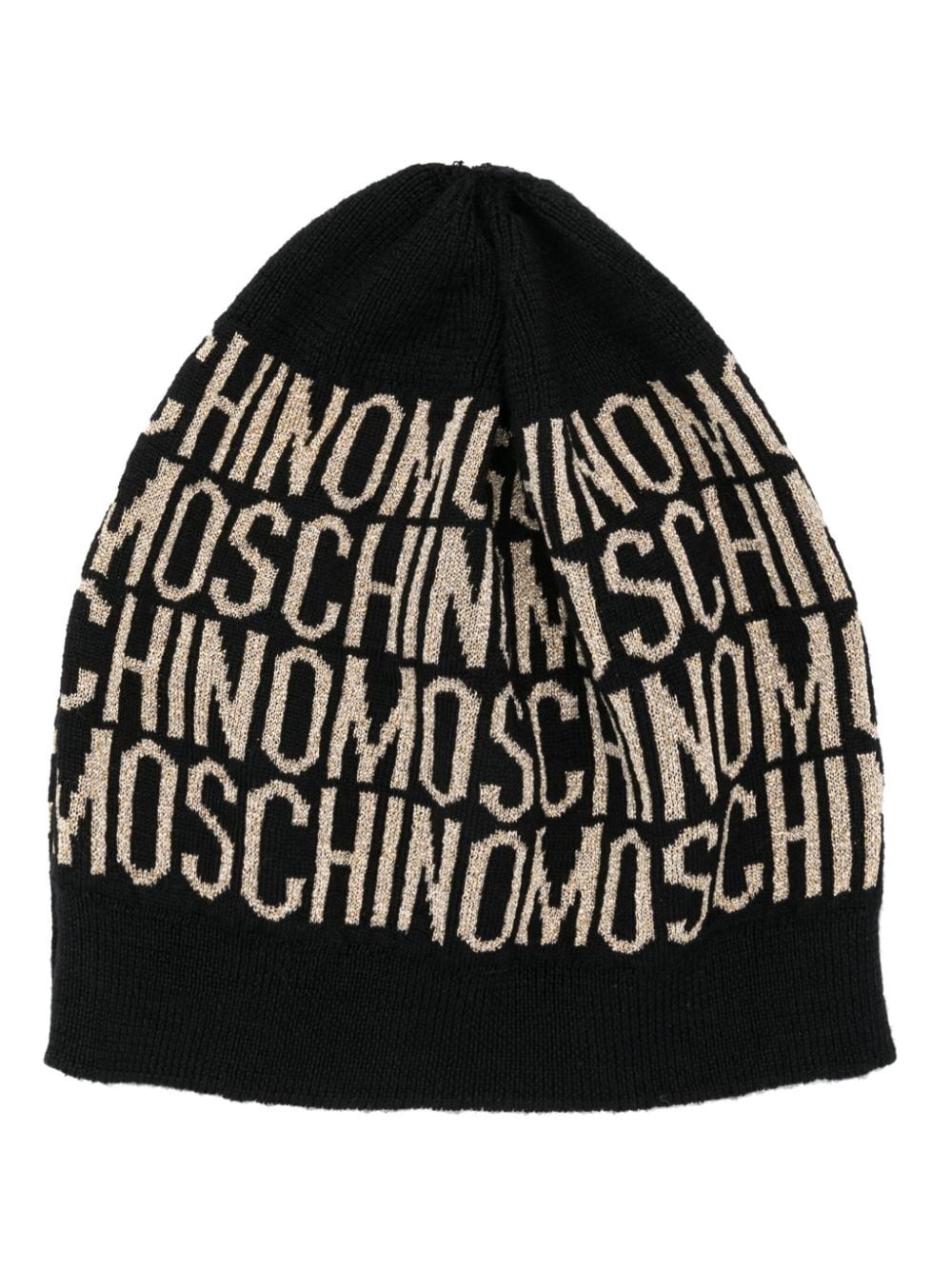 intarsia-logo fine-knit beanie - 1