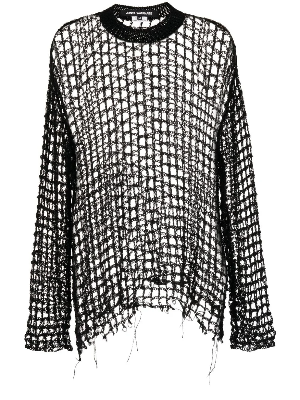 open-knit crew-neck jumper - 1