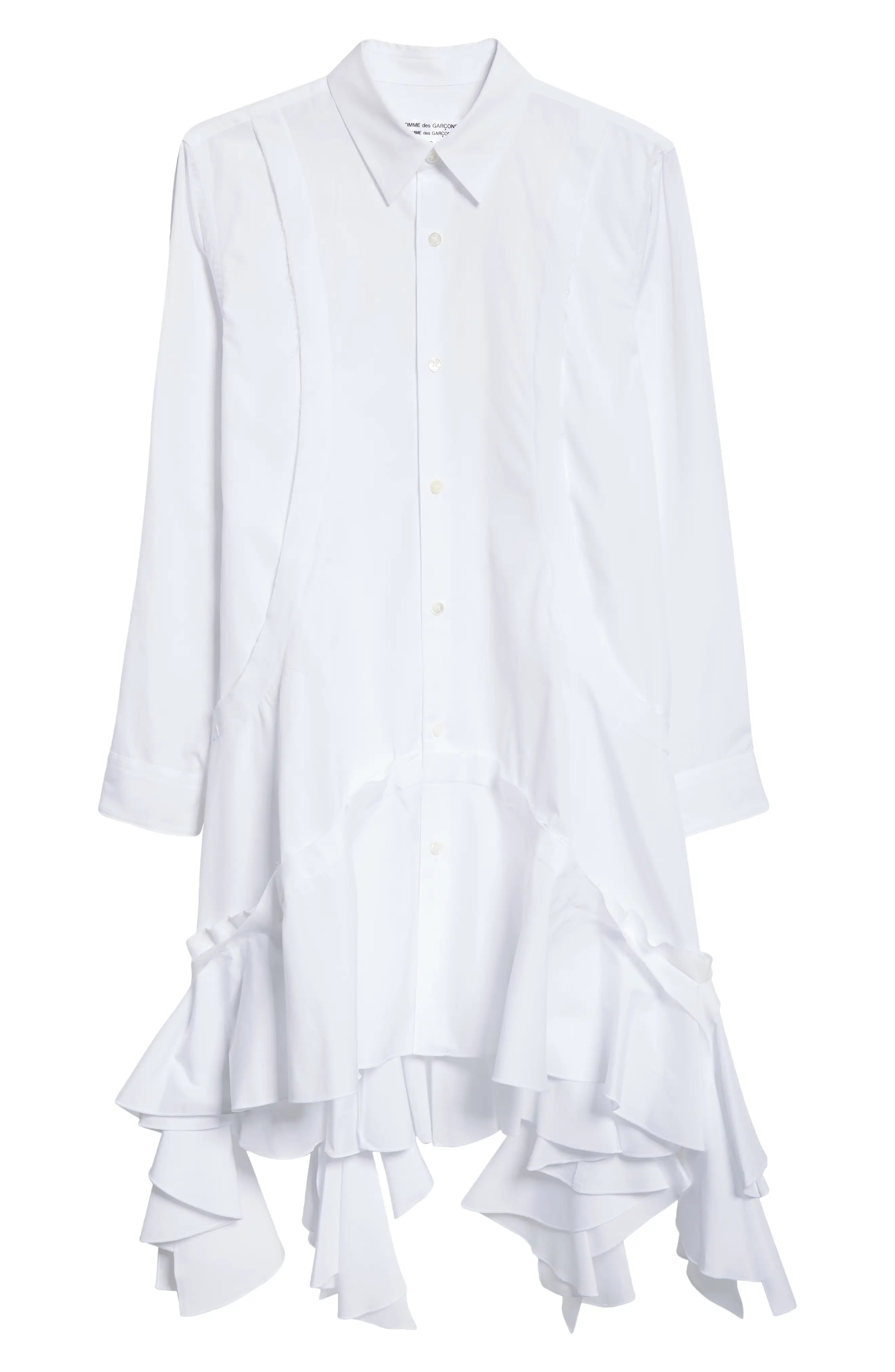 Peplum Extralong Cotton Broadcloth Button-Up Shirt - 5