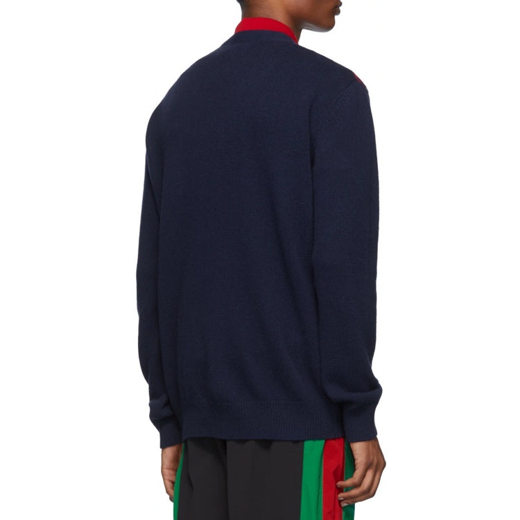 Gucci GG Checked Jacquard Cashmere Sweater For Men Navy 577232-XKAUZ-4548 - 5