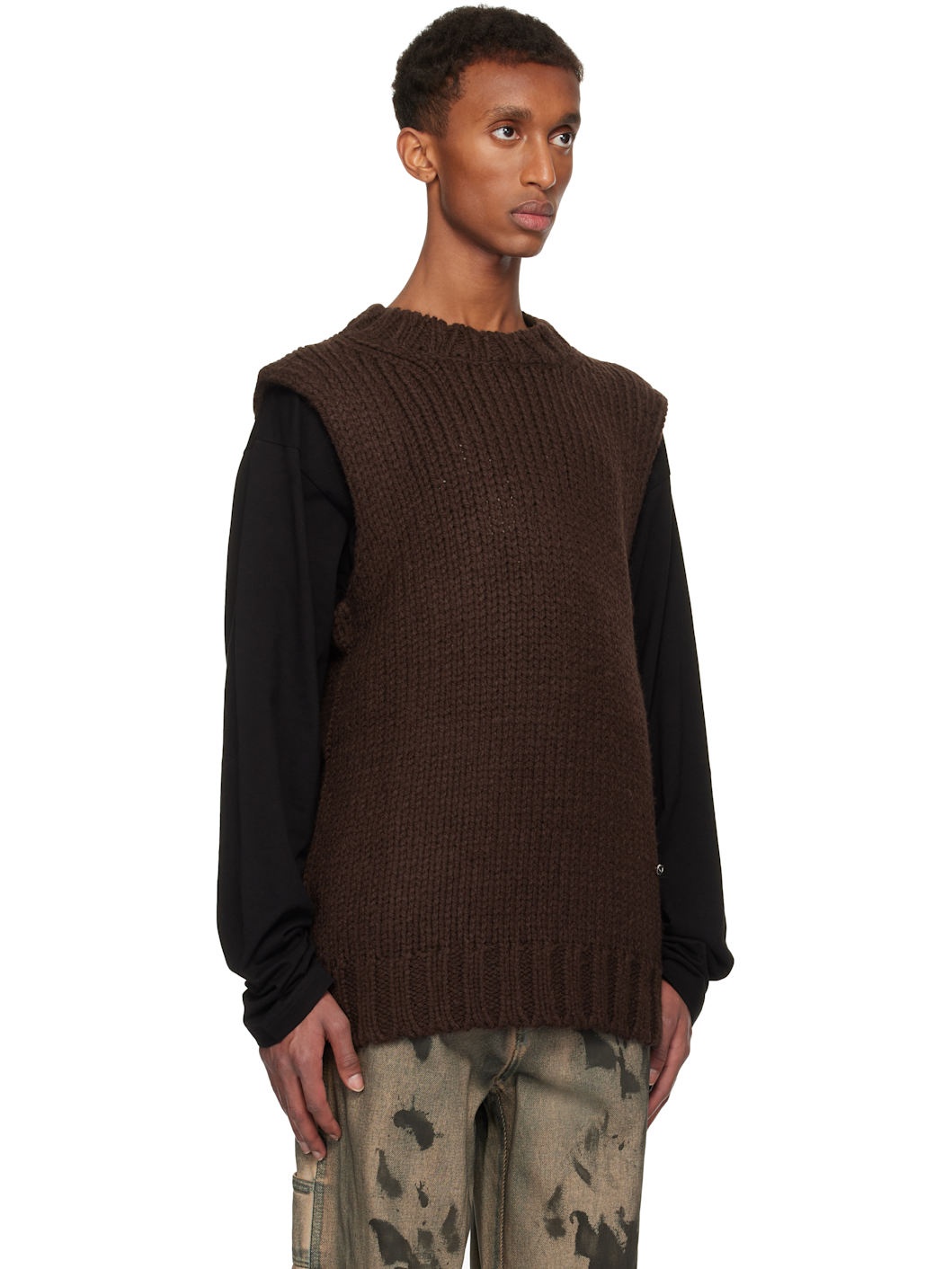 Brown Sleeveless Sweater - 2