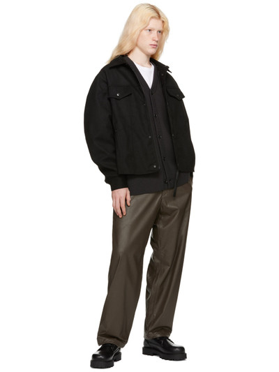 N.Hoolywood Brown Wide Faux-Leather Trousers outlook