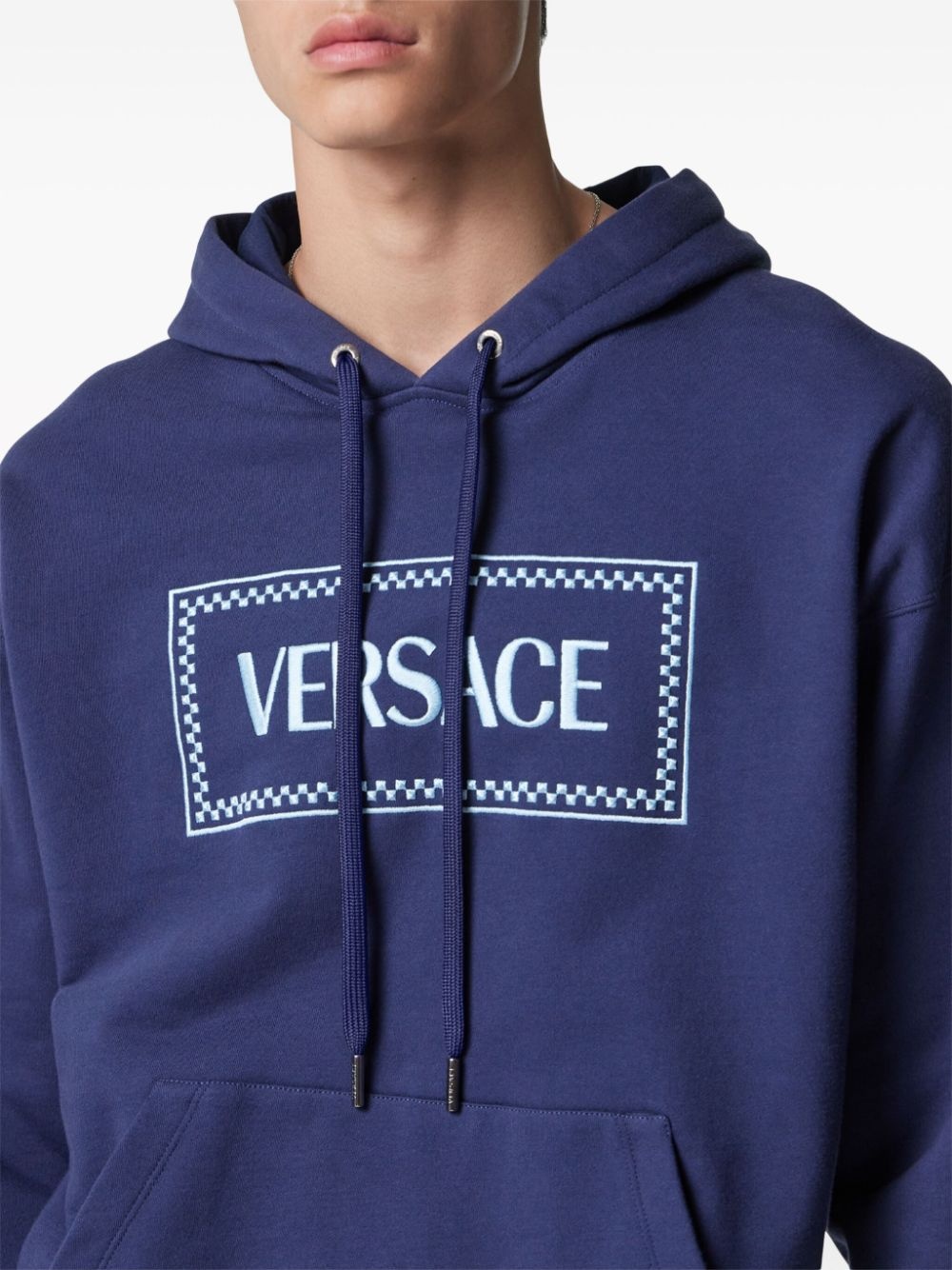 VERSACE embroidered-90s Vintage logo hoodie farfetch REVERSIBLE