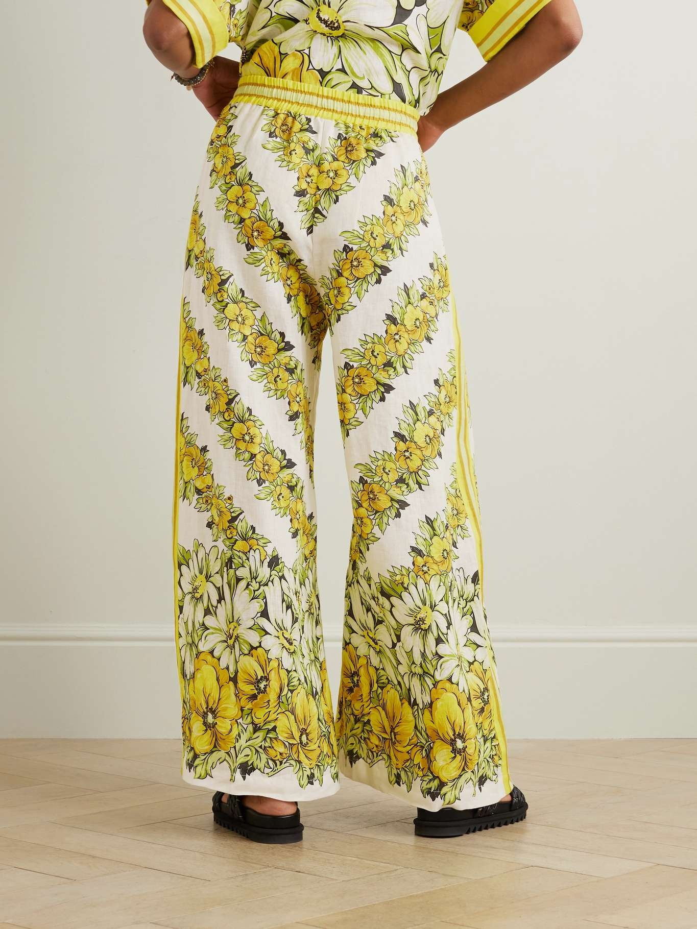 Gisela floral-print linen wide-leg pants - 3