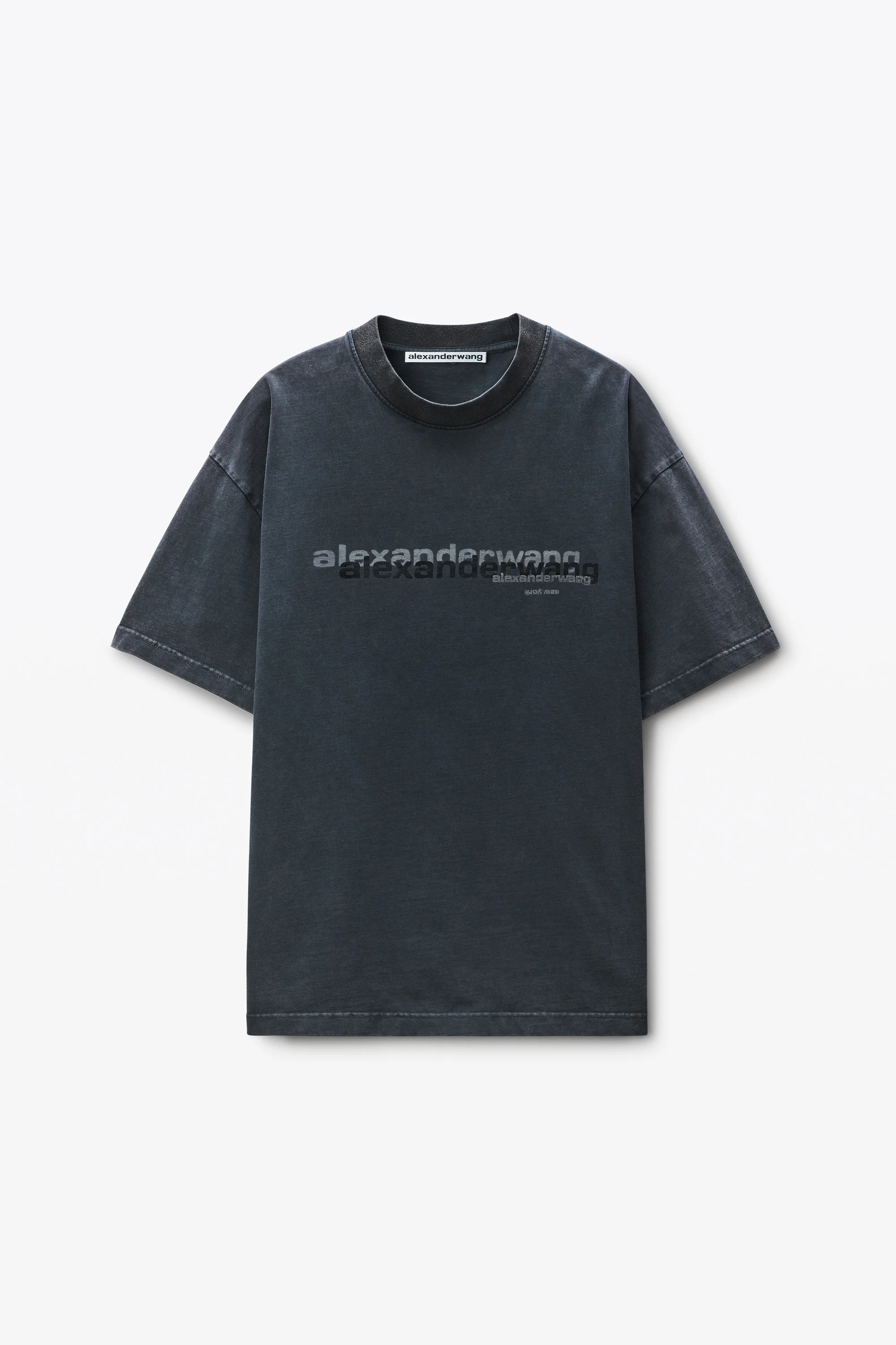 Black Cotton Oversized Logo Tee - 1