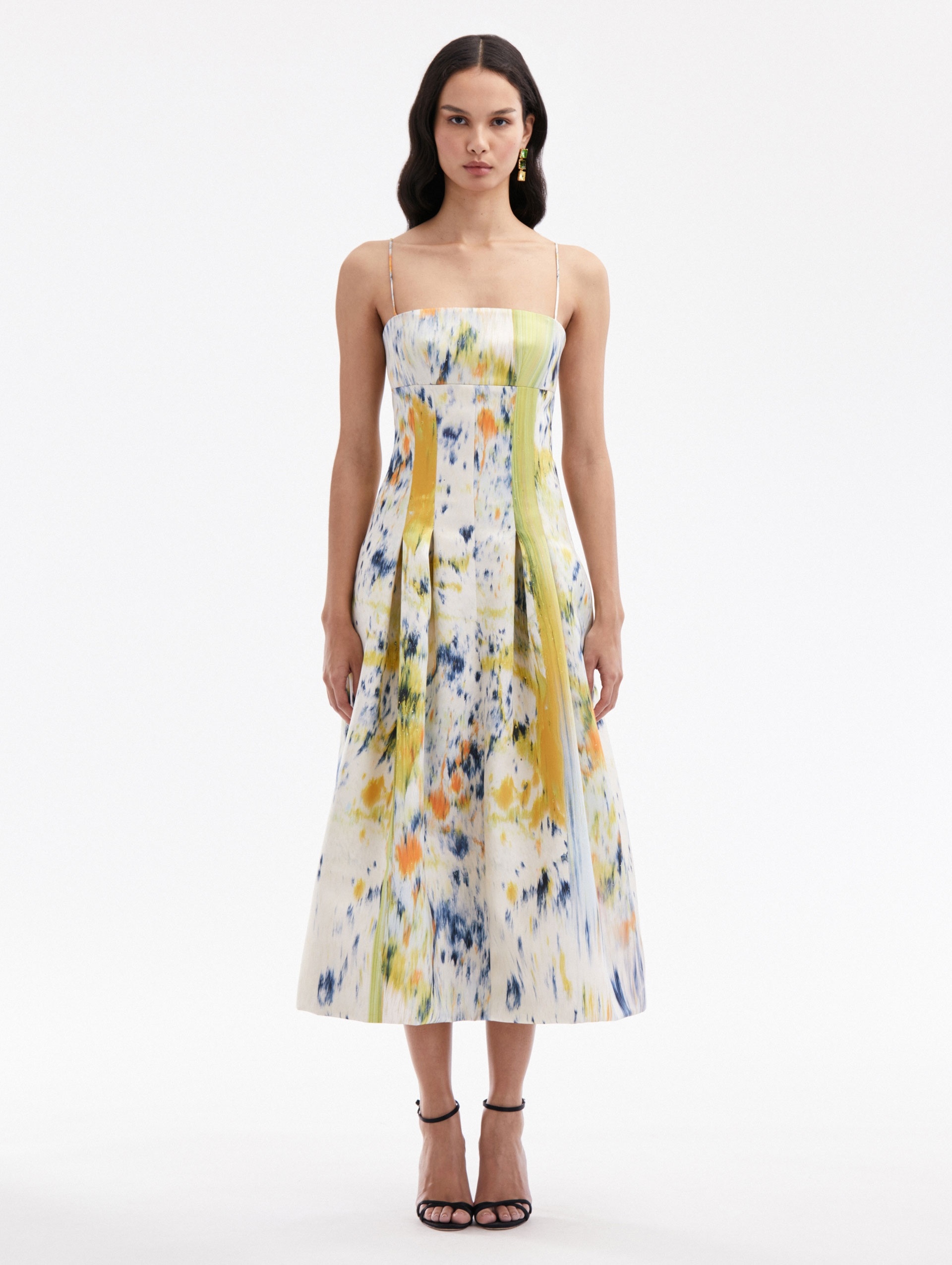 ABSTRACT BRUSHSTROKE SATIN DRESS - 1