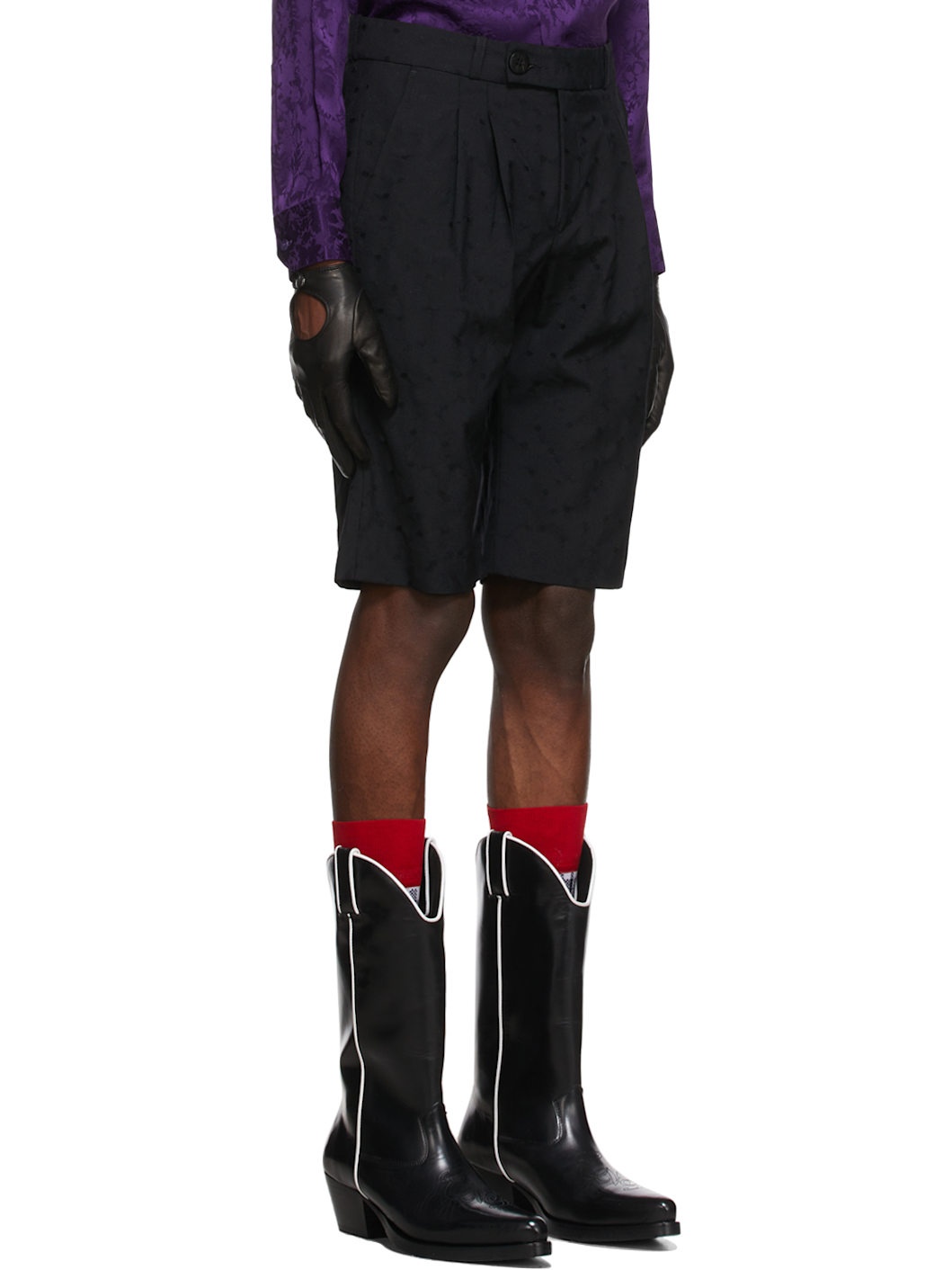 Black Virgin Wool Shorts - 2