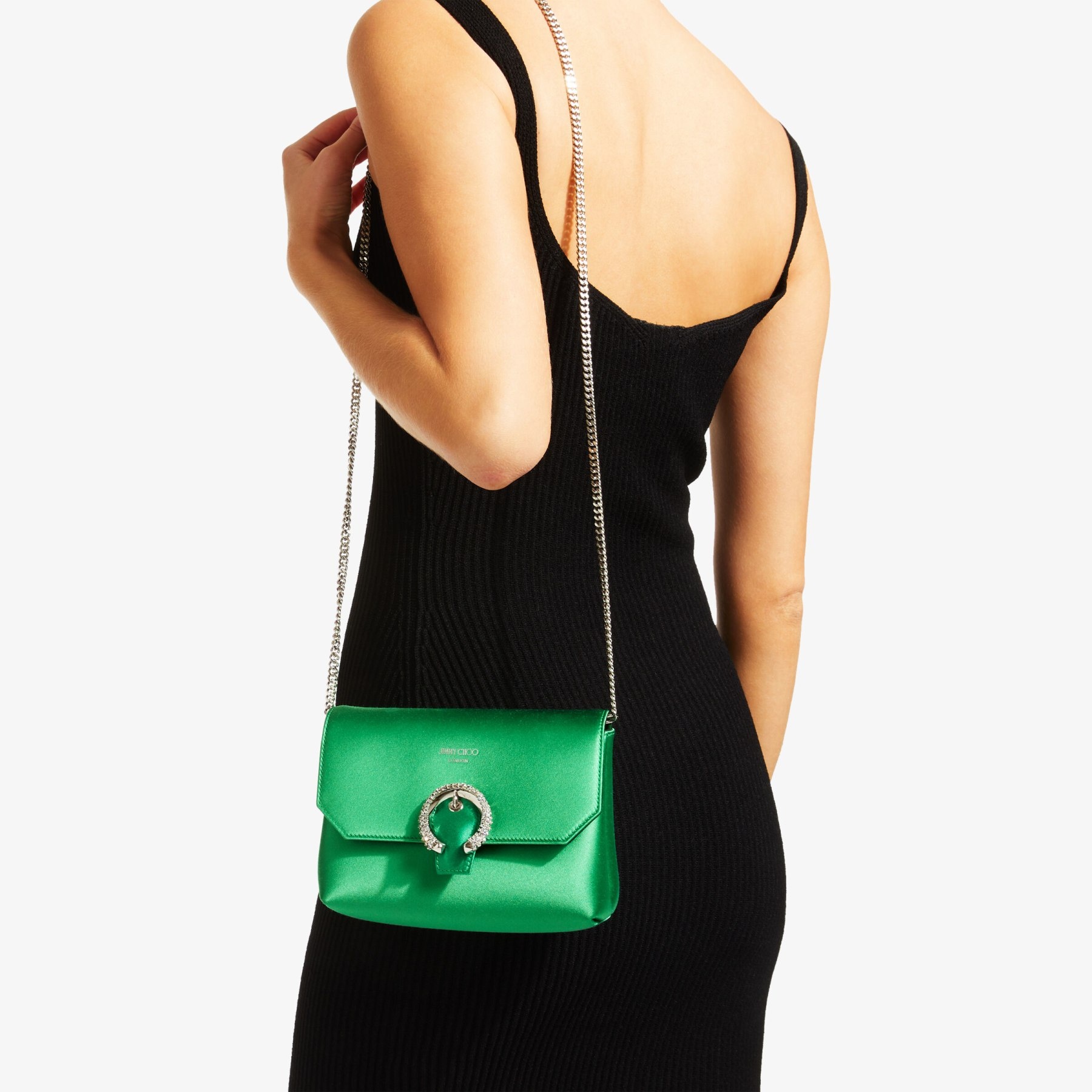 Soft Madeline
Malachite Satin Mini Bag with Crystal Buckle - 3