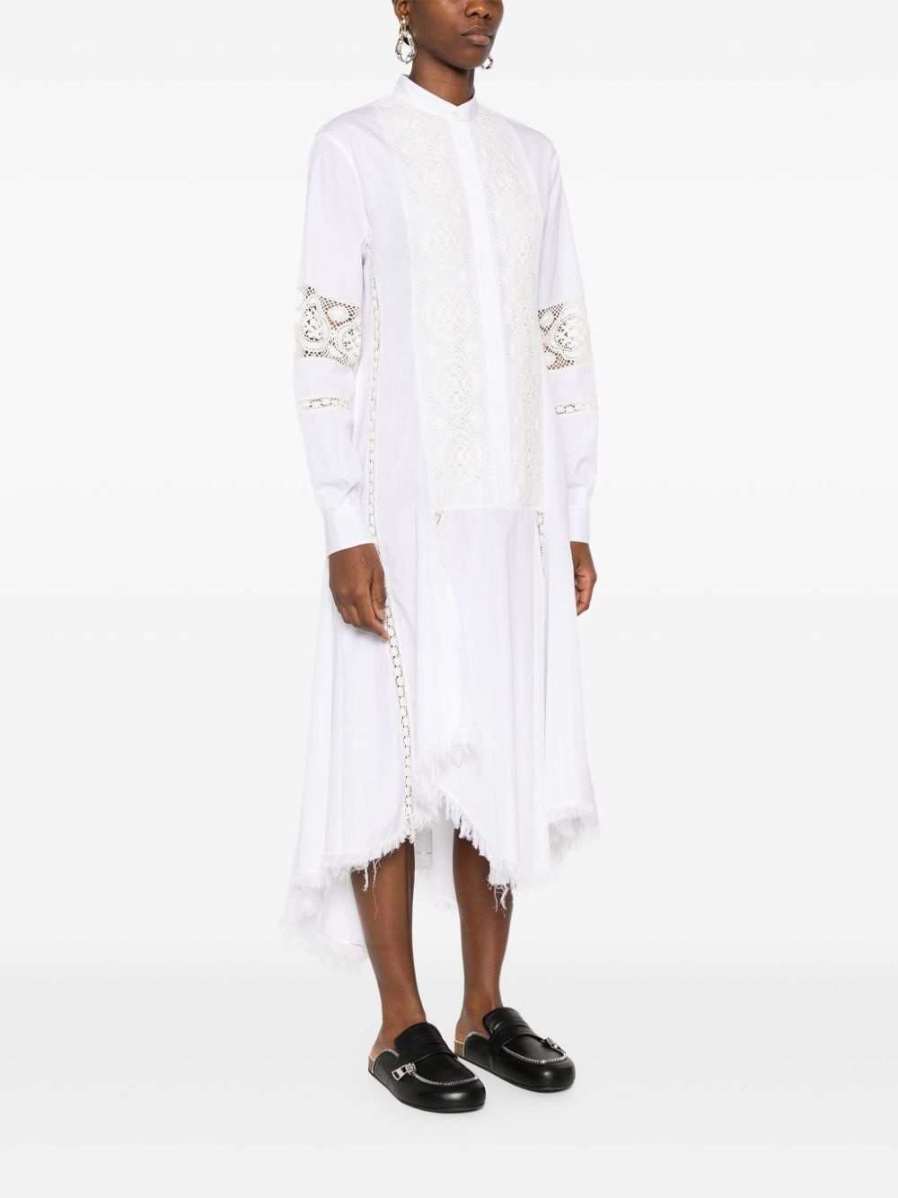 lace-panelling midi dress - 3