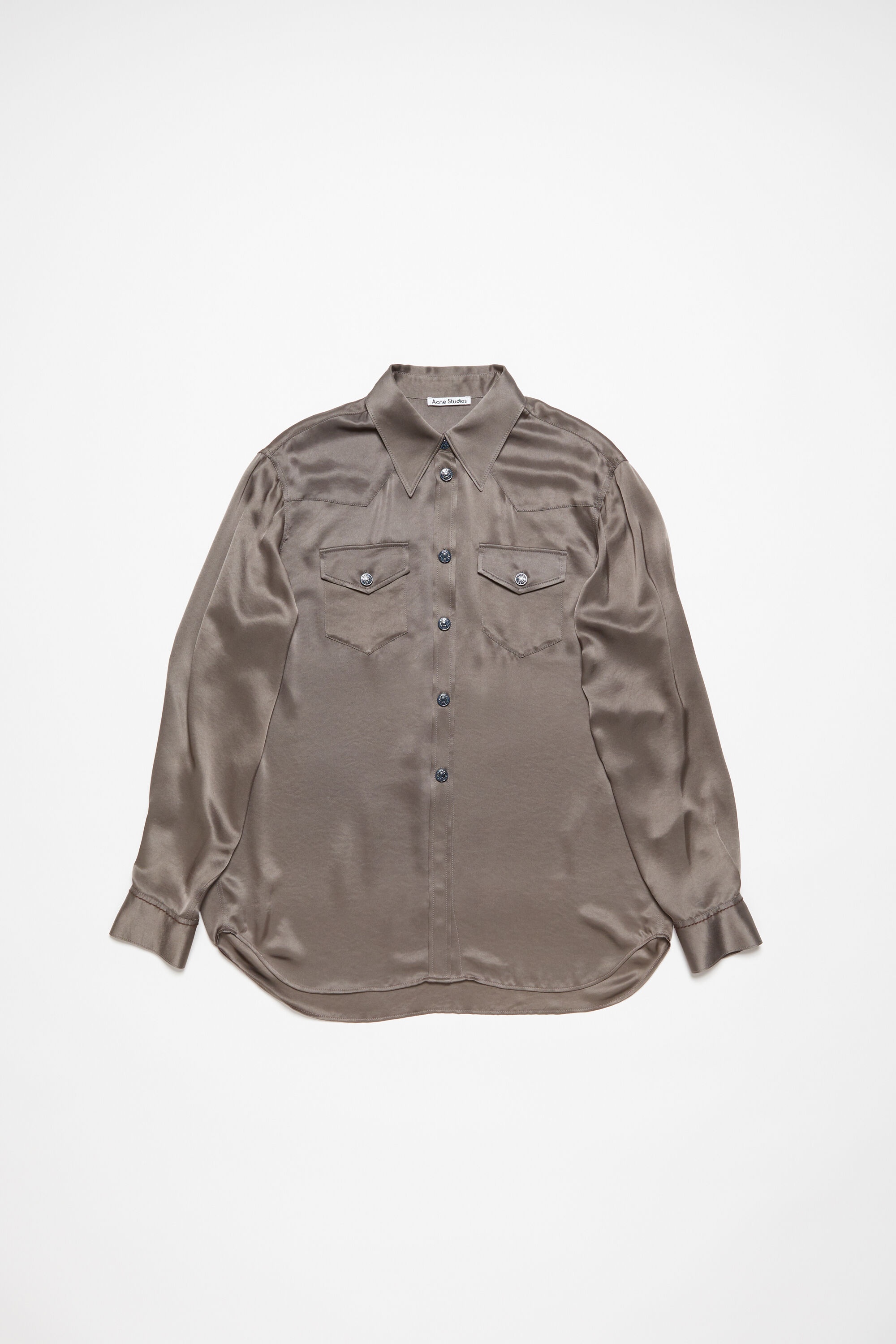 Satin button-up shirt - Cedar green - 6