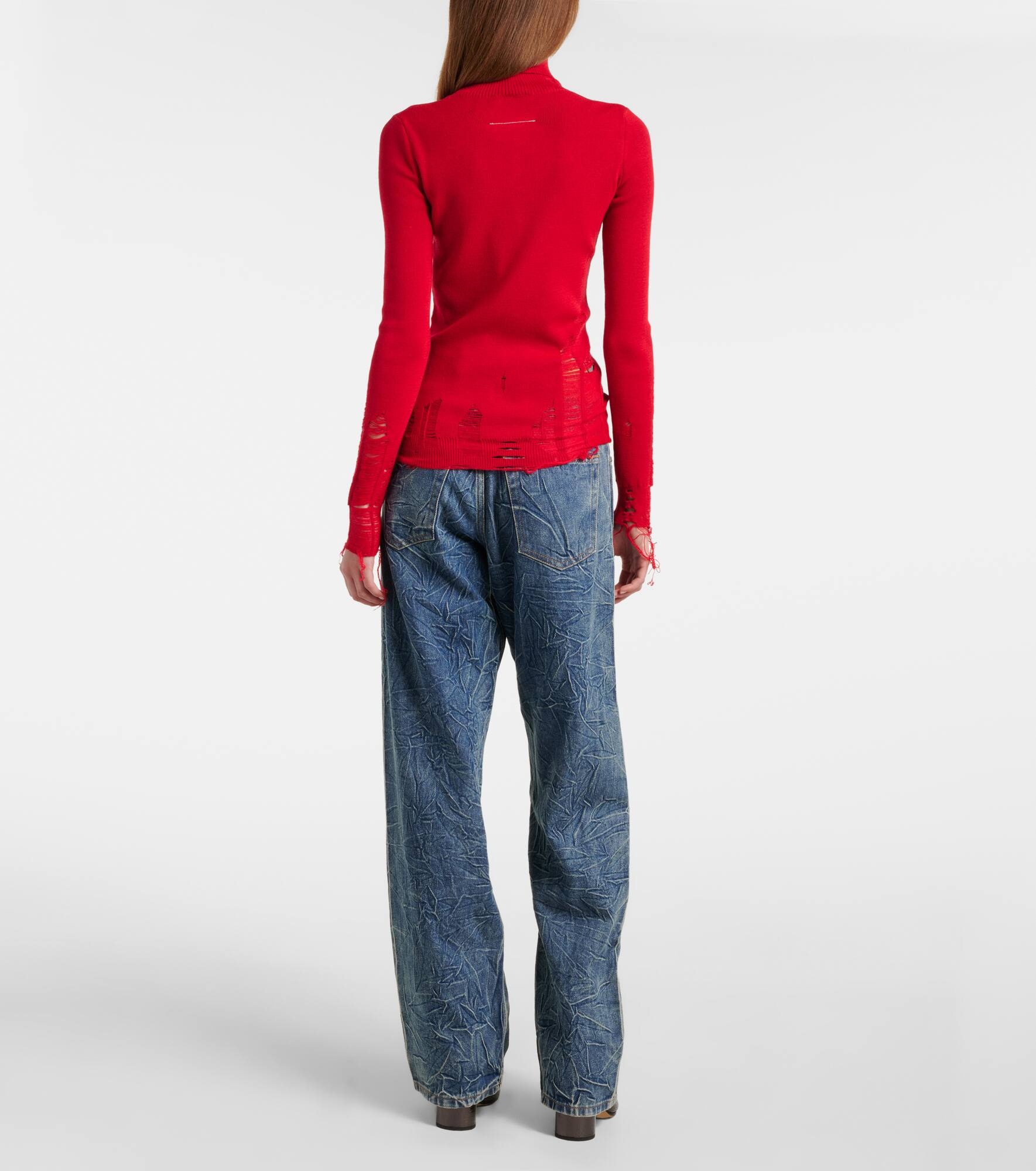 Distressed wool-blend turtleneck sweater - 3