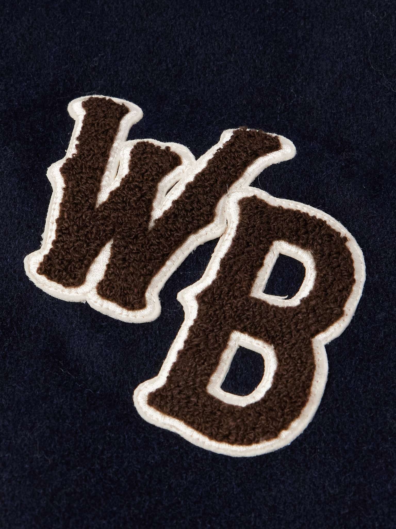 Logo-Appliquéd Leather and Brushed Wool-Blend Varsity Jacket - 3