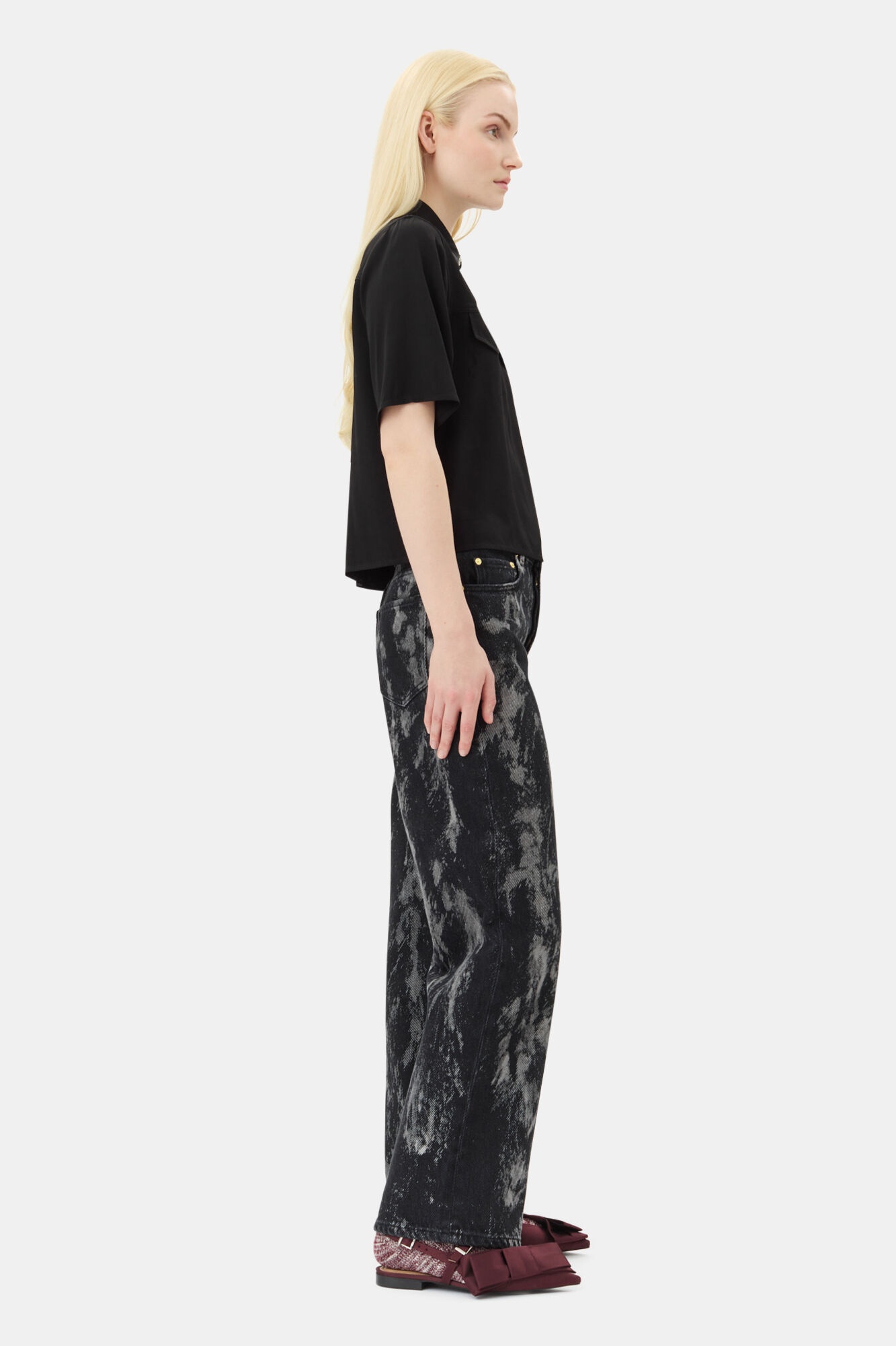 BLACK VISCOSE TWILL SHIRT - 3