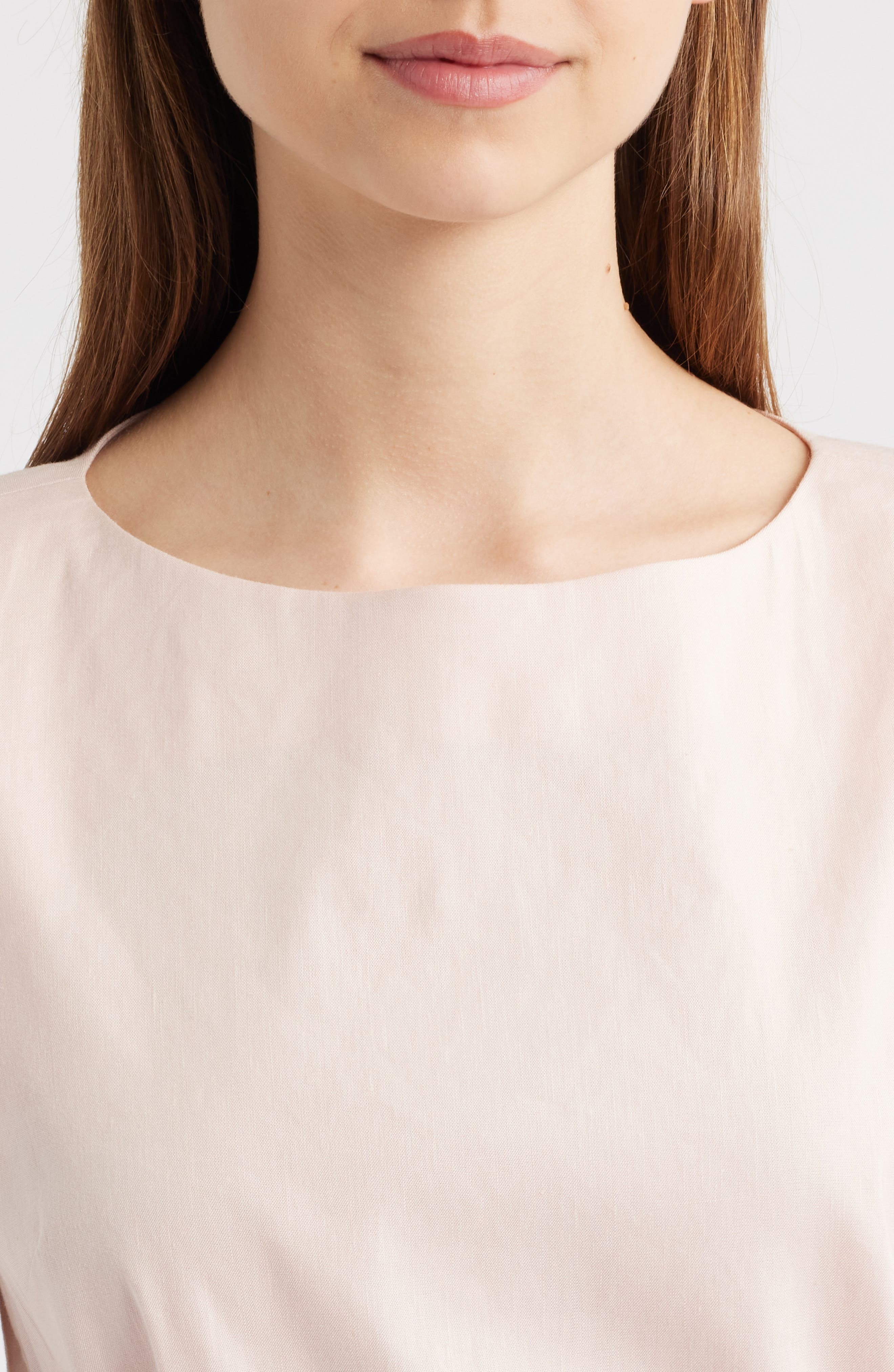rag & bone Holland Tie Waist Linen Blend Tunic Top in Rose at Nordstrom - 4